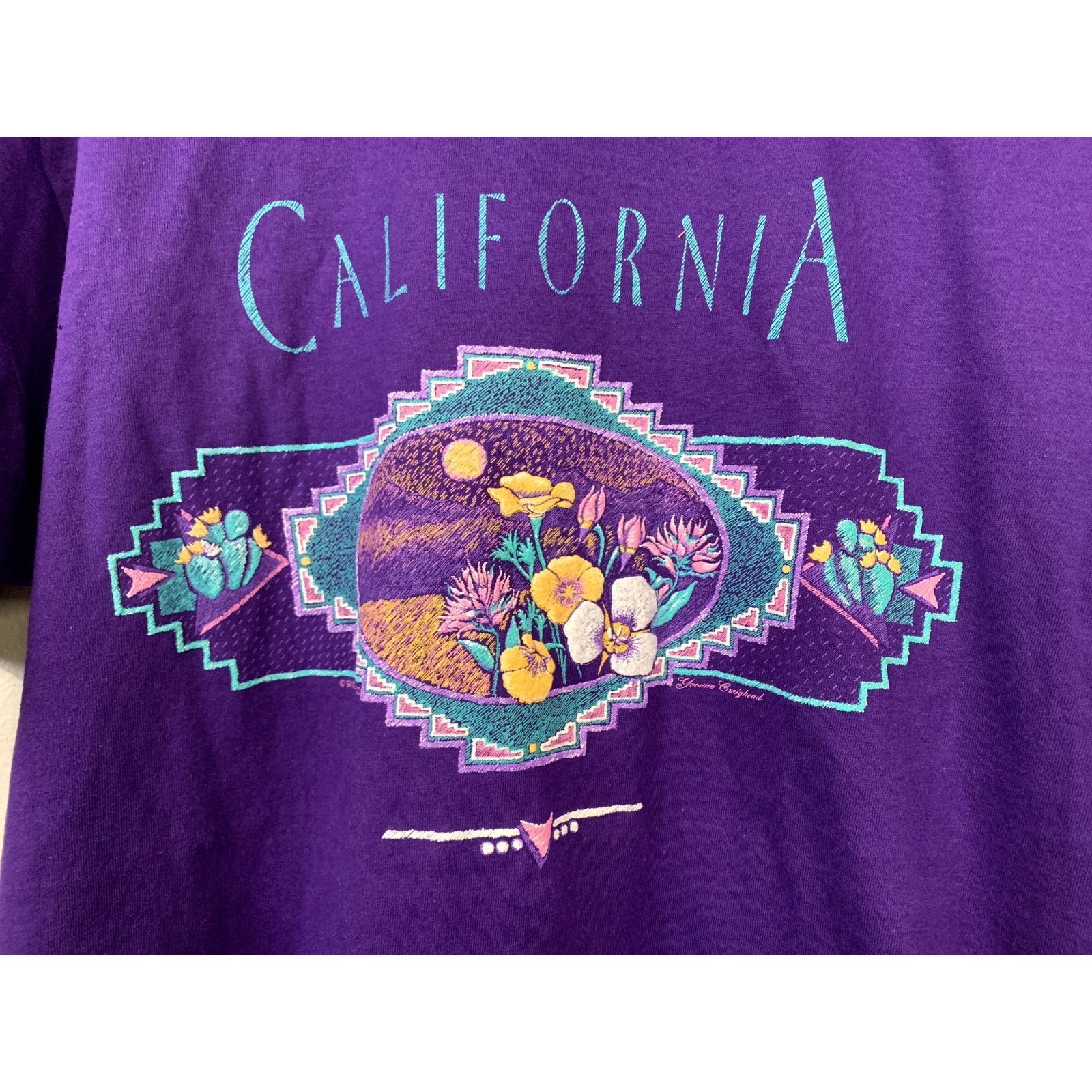 Jerzees Vintage California Shirt Flowers Graphic T-shirt VTG 1994 L Size US L / EU 52-54 / 3 - 2 Thumbnail