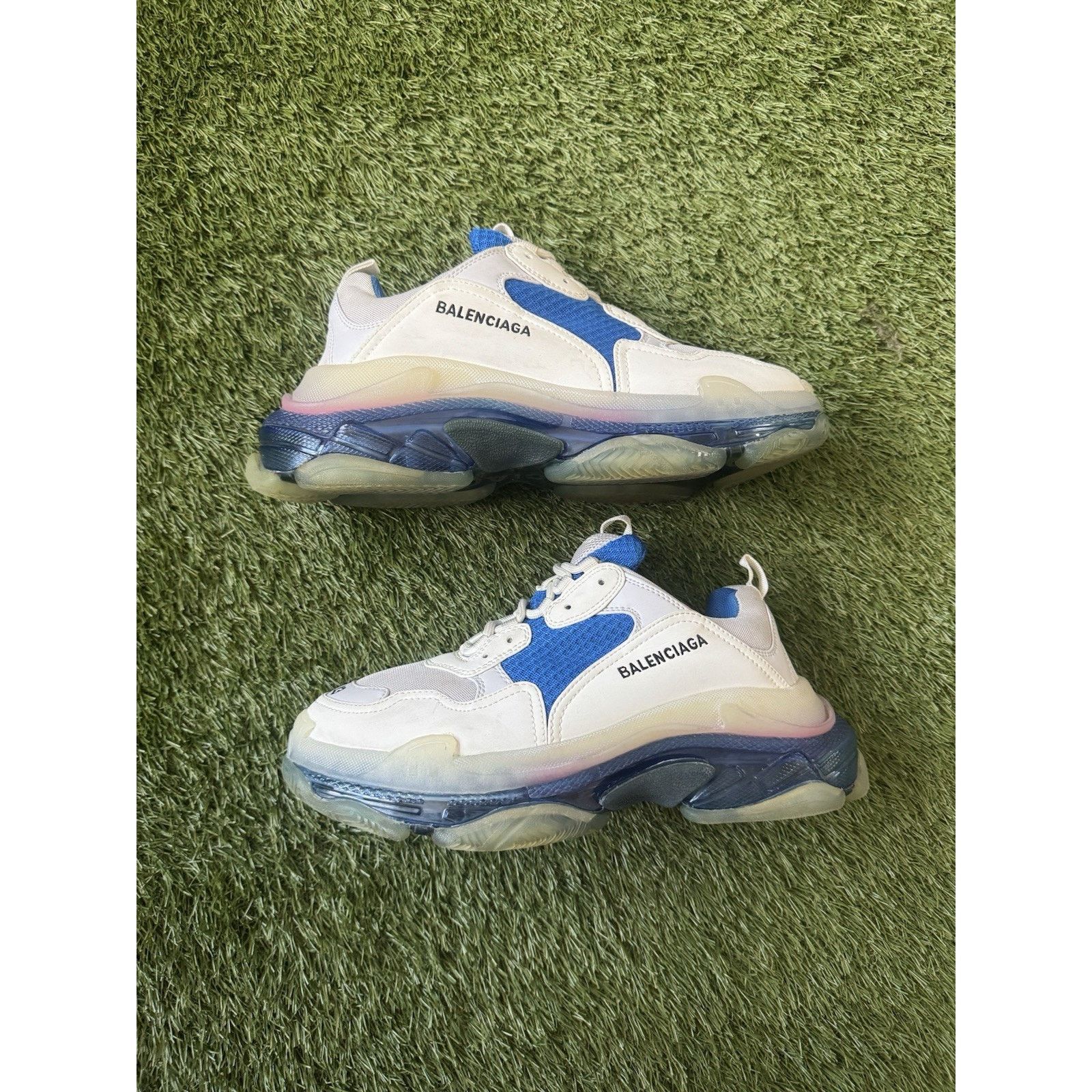 Balenciaga Balenciaga Triple S Sneaker White Blue FLAW AS SHOWN Size US 10 / EU 43 - 1 Thumbnail