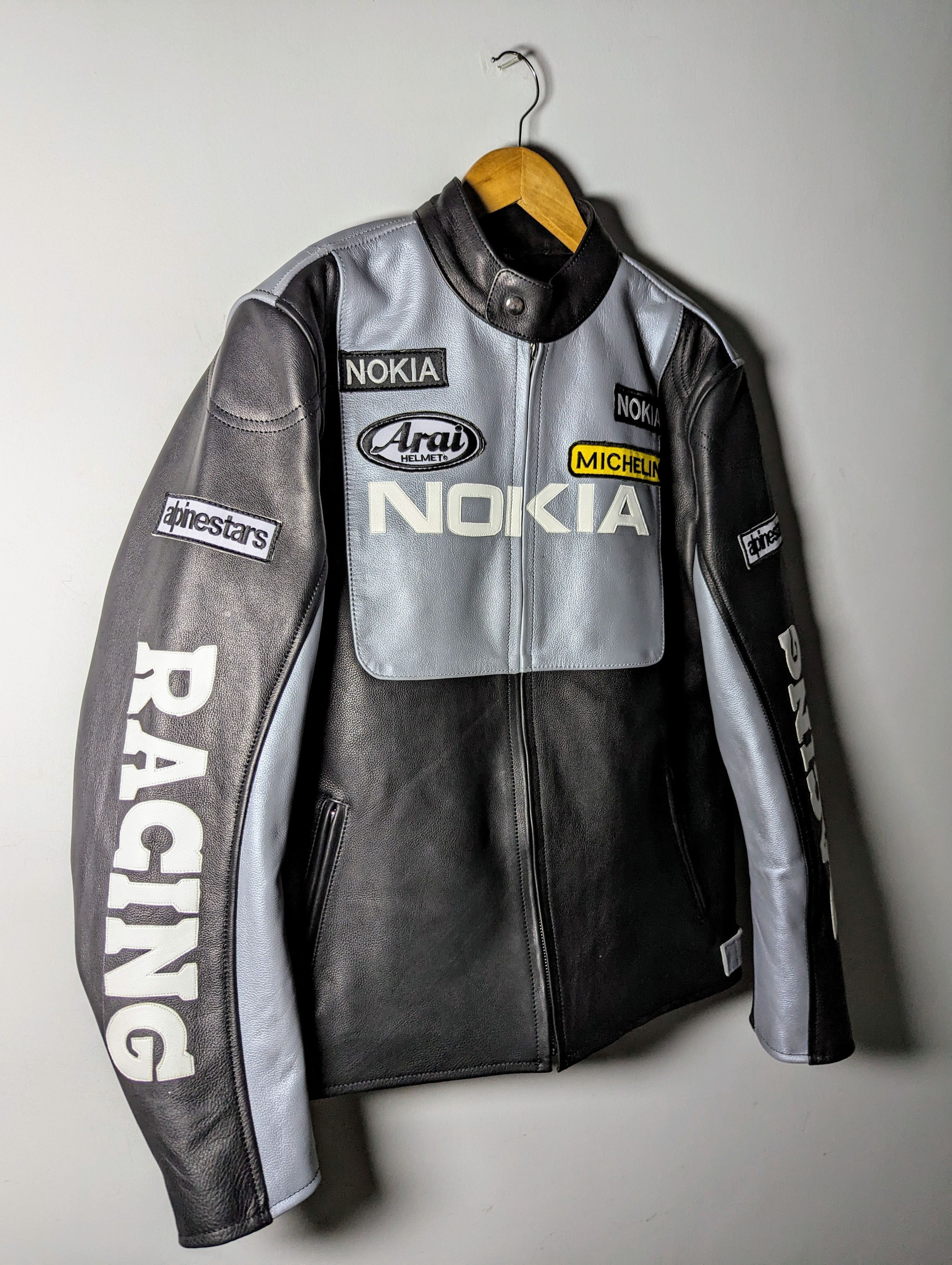 Vintage 💸 Nokia 🔥 VINTAGE RACING LEATHER JACKET Biker Size US XXL / EU 58 / 5 - 6 Thumbnail
