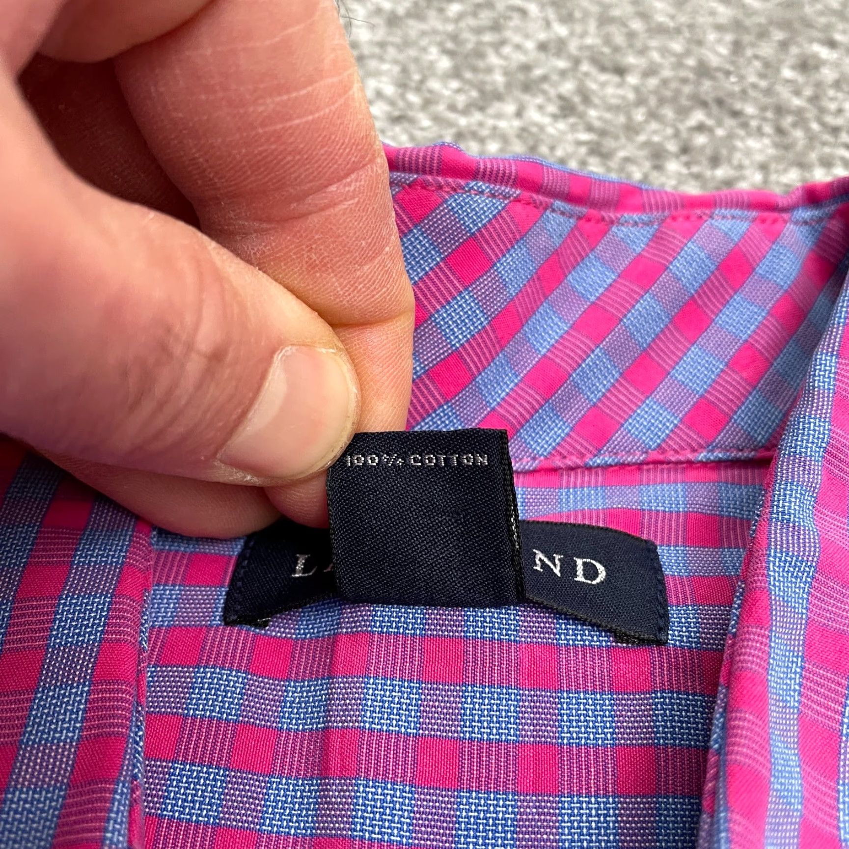 Lands' End Lands' End Dress Shirt Mens M 15-15.5 Pink Blue Plaid 100% Cotton Workwear Size 40R - 6 Thumbnail