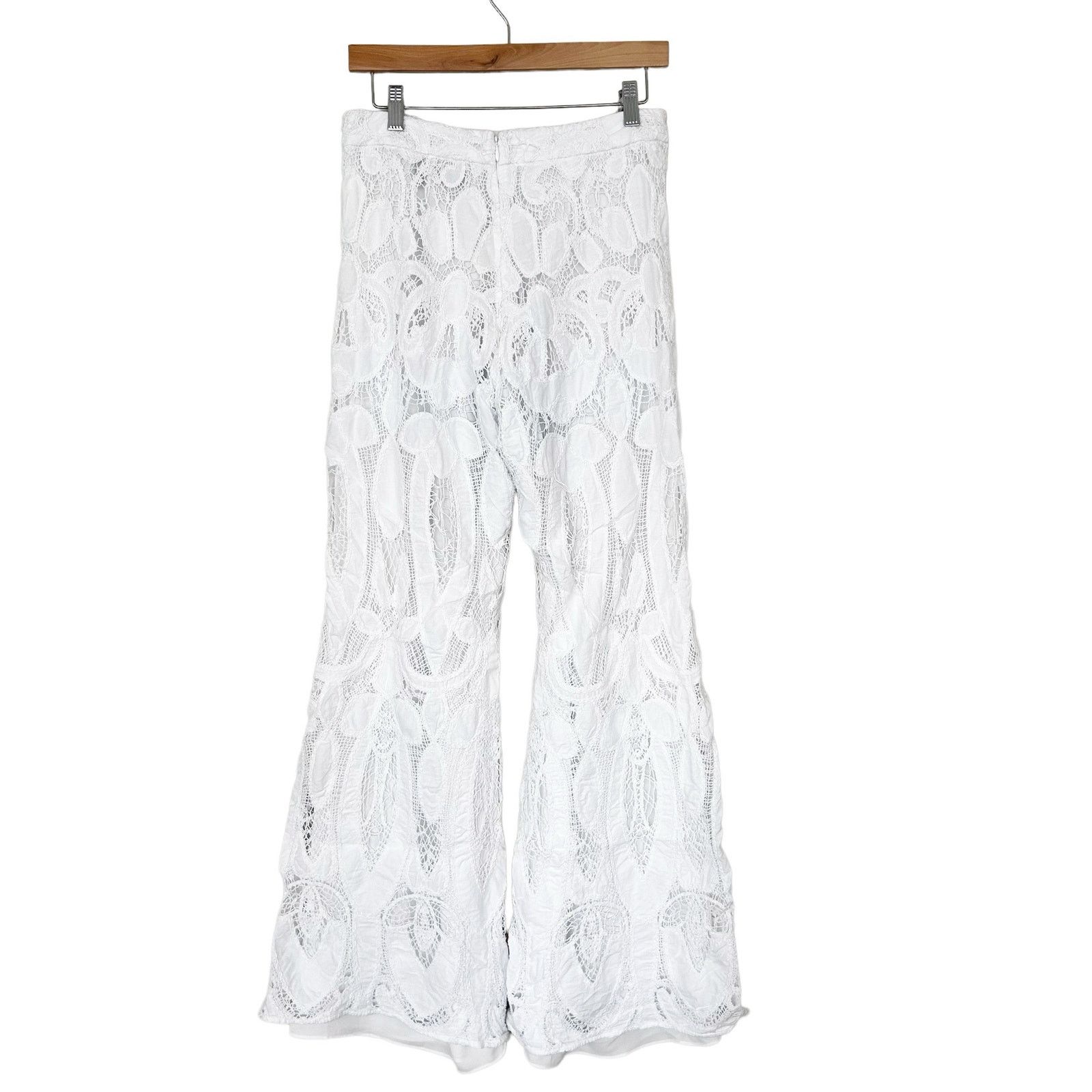 ALEXIS Alexis White Lace Wide Leg Pants Sz M Size 30" / US 8 / IT 44 - 4 Thumbnail