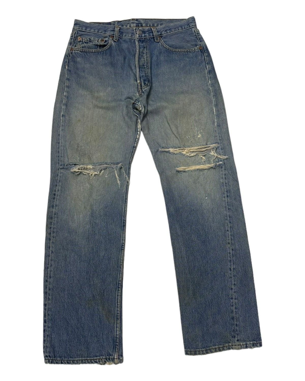 Levi's RARE🔥LEVIS 501 BUTTON 524 DISTRESSED DENIM JEANS Size US 31 - 2 Thumbnail