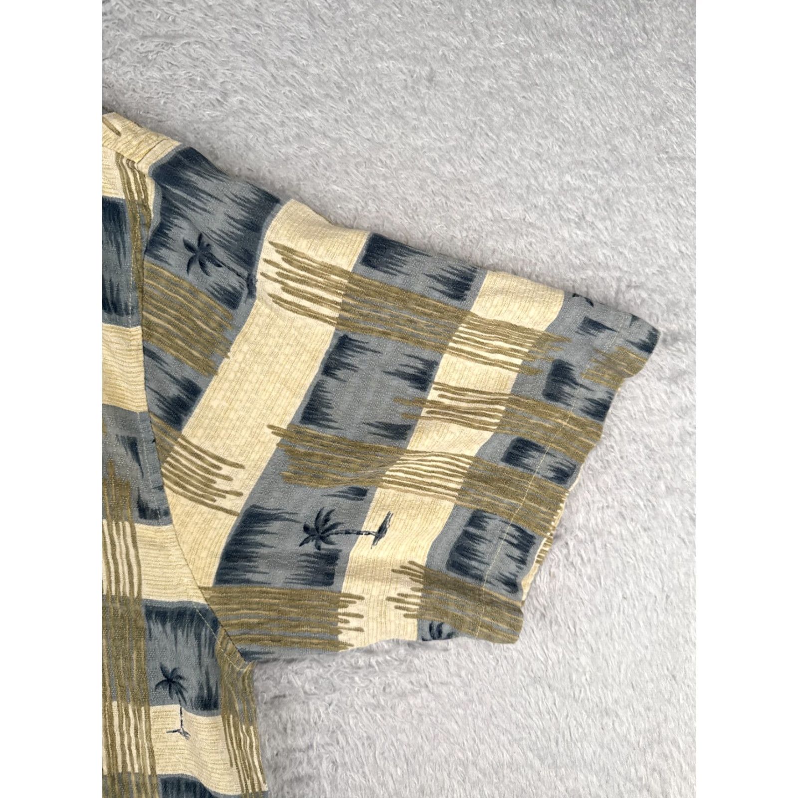 Vintage VINTAGE Bamboo Cay Shirt Adult XL Blue Ivory Stripe Palm Silk Hawaiian READ Size US XL / EU 56 / 4 - 2 Thumbnail