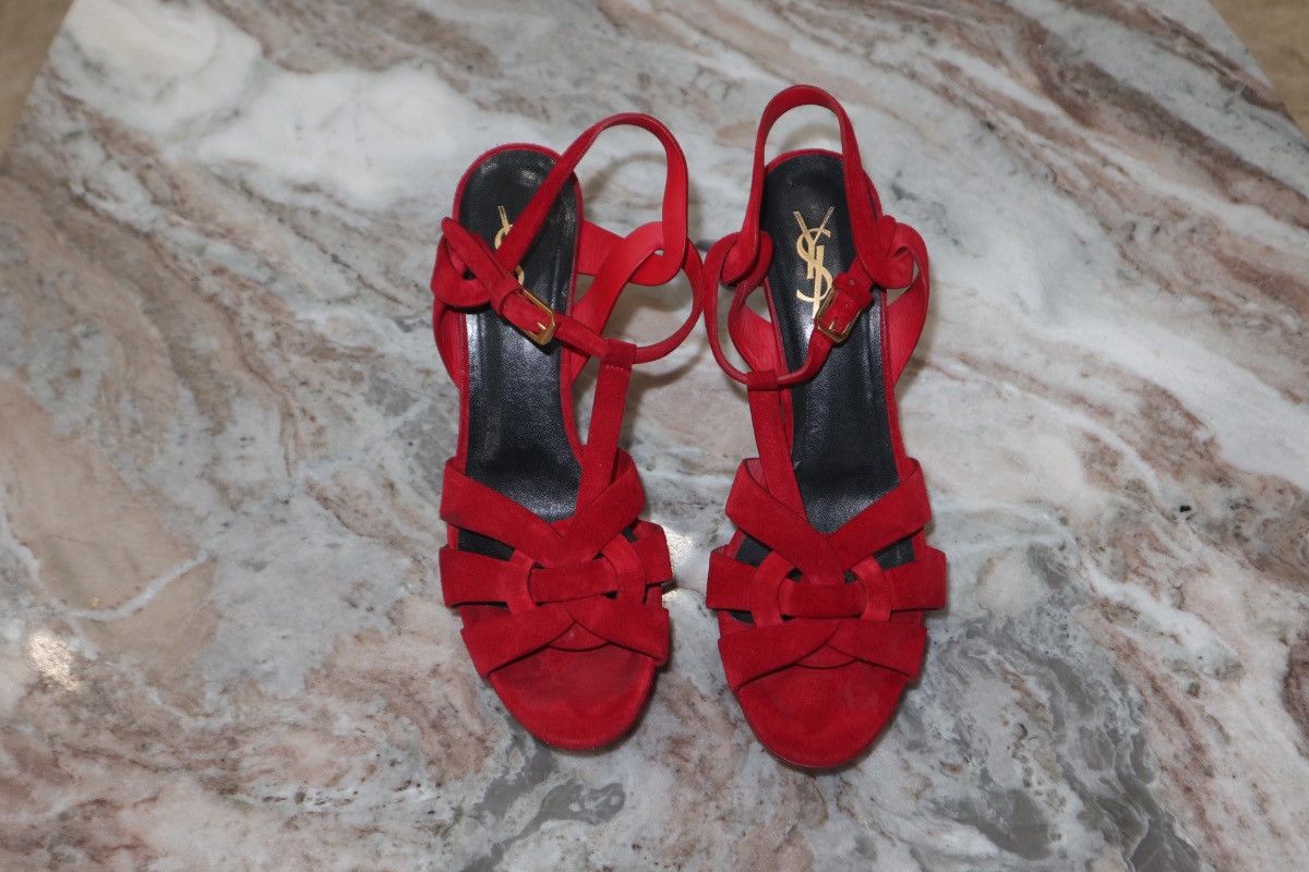 Yves Saint Laurent YSL Suede Tribute Platform Heels Size US 9.5 / IT 39.5 - 1 Thumbnail