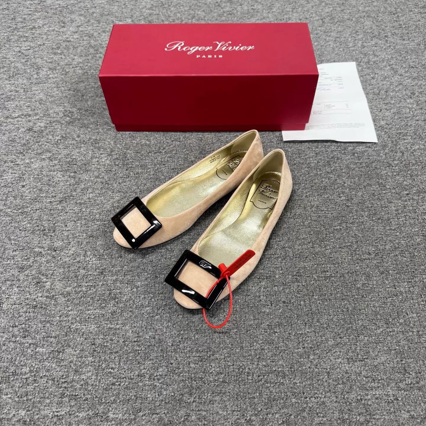 Roger Vivier RV Suede Square Buckle Flat 36 (New) Size US 5.5 / IT 35.5 - 1 Thumbnail
