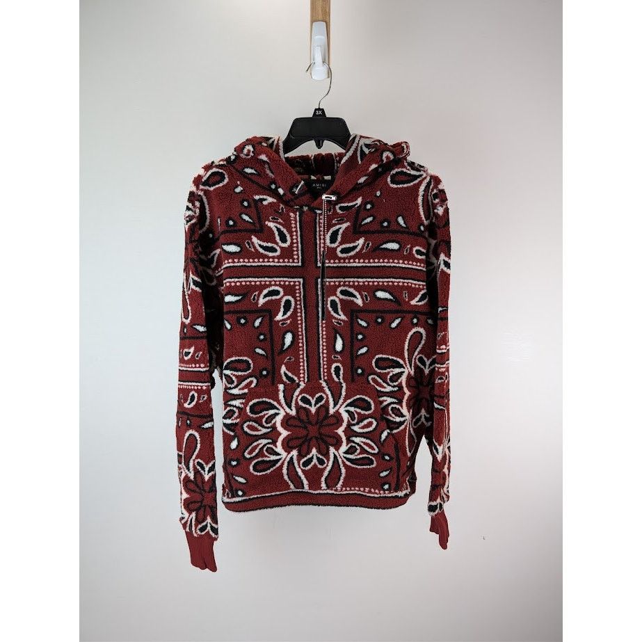 Amiri o1rshd1 Printed Bandana Fleece Hoodie in Red/Black Size US S / EU 44-46 / 1 - 1 Thumbnail