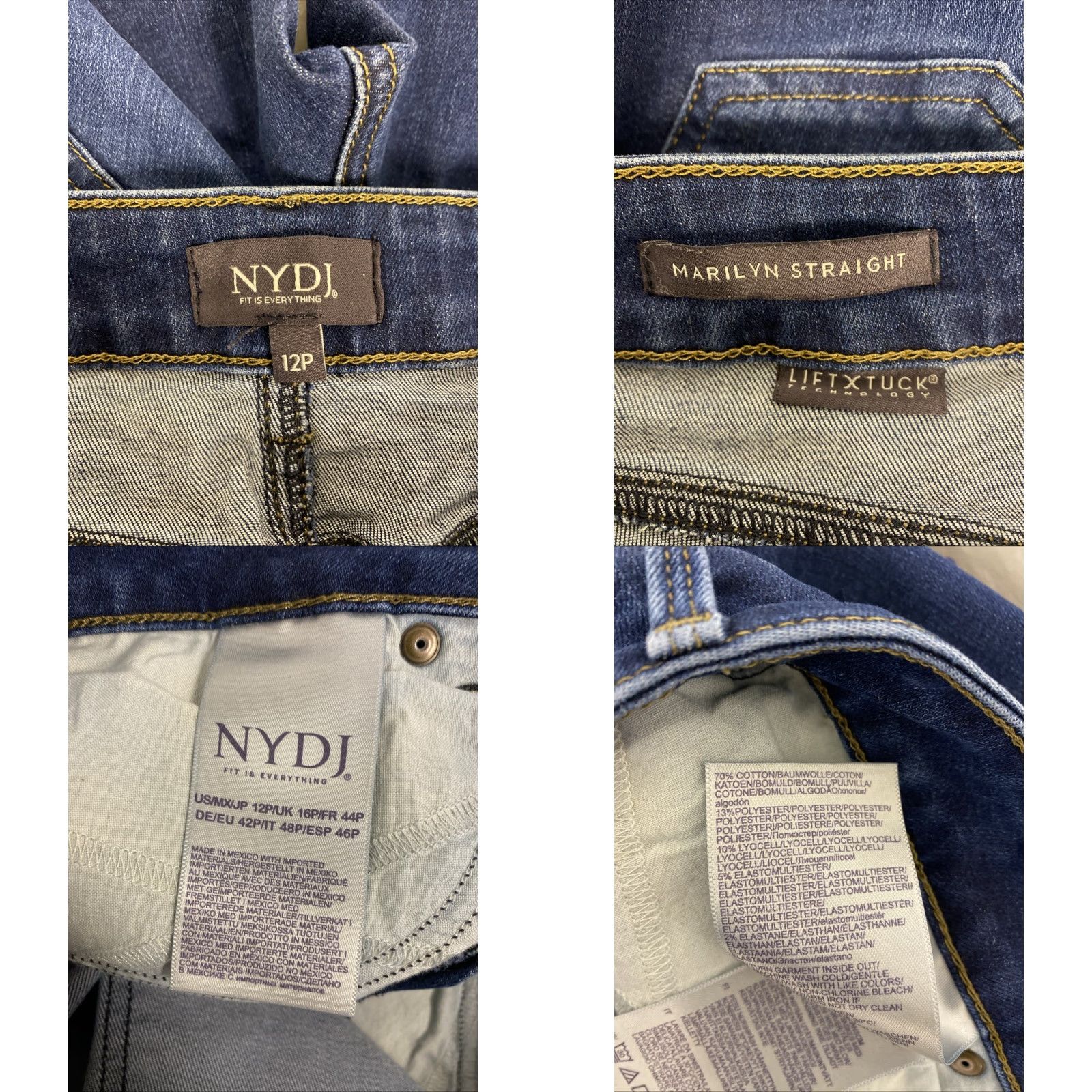 NYDJ NYDJ Jeans Women’s 12P Blue Marilyn Straight Lift Tuck Technology Stretch 159-1 NYDJ Size 34" / US 12 / IT 48 - 8 Thumbnail