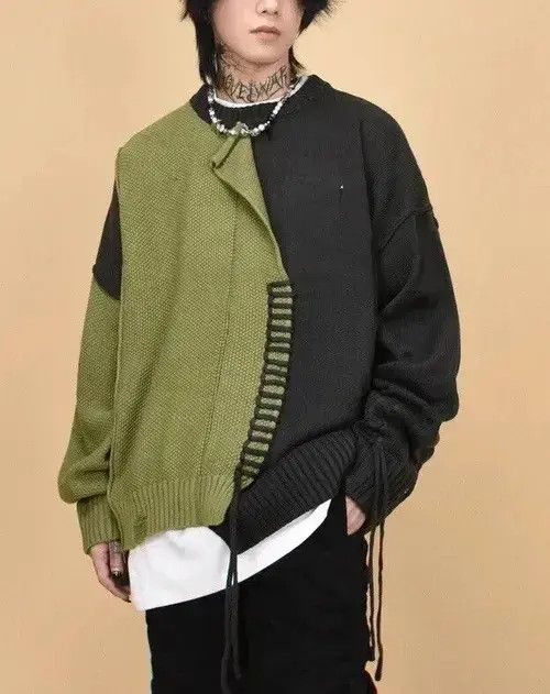 Aran Isles Knitwear × Japanese Brand Retro punk grunge distressed patchwork knitwear sweater y2k Size US L / EU 52-54 / 3 - 1 Thumbnail