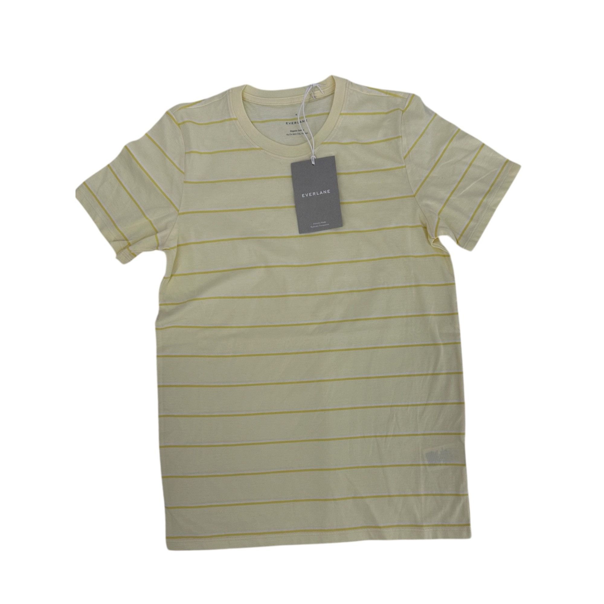 Everlane Everlane Women’s Striped Basic Tee Small Yellow White Organi Size S / US 4 / IT 40 - 1 Thumbnail