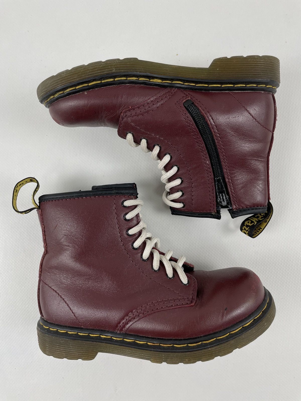 Children of the discordance × Dr. Martens × Red Wing Unisex DR.MARTENS Brooklee 1460 Leather Cherry Zip High-Top Boots Kids UK9 US 10 Size US 4 / IT 34 - 10 Thumbnail
