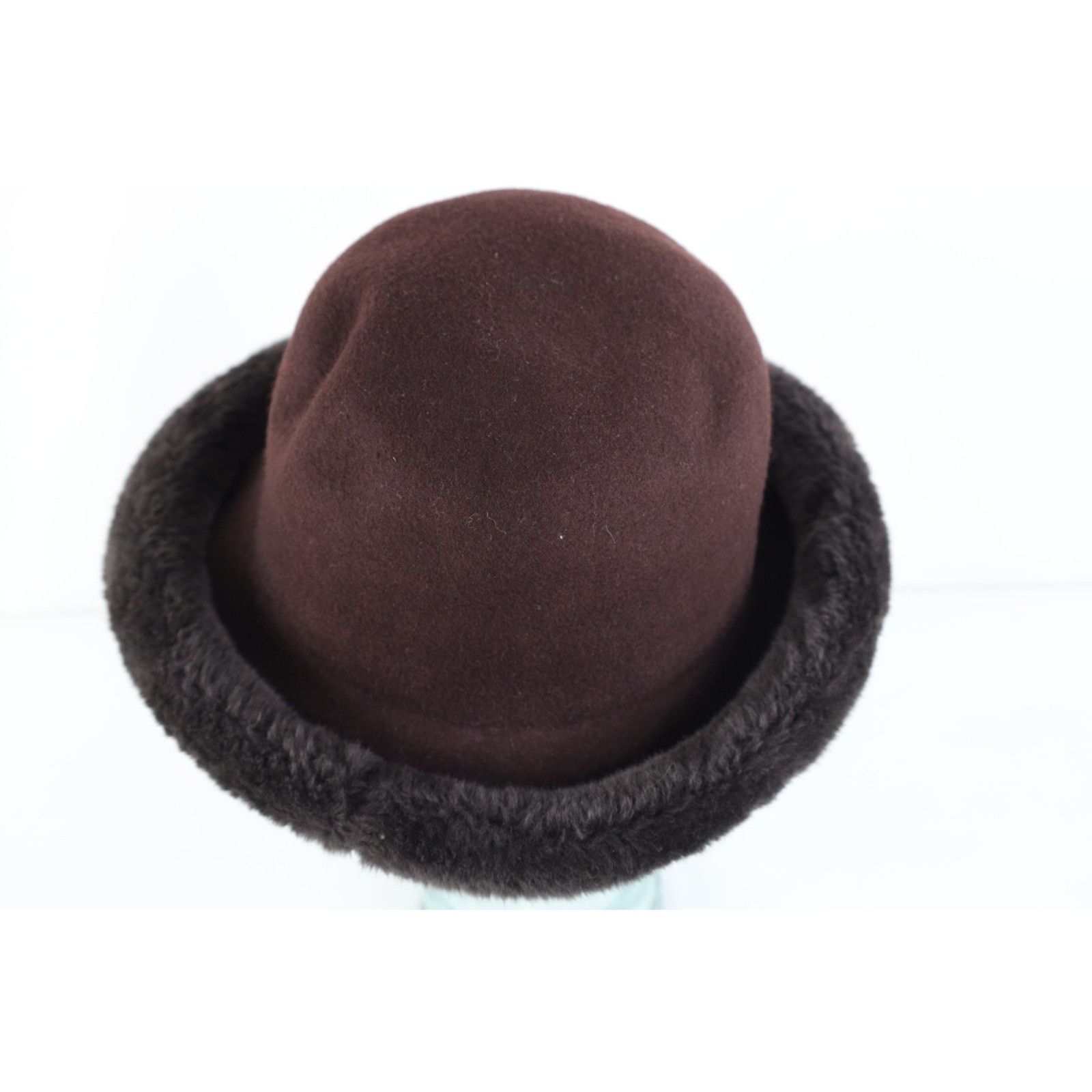 Vintage Vintage 60s 70s Rockabilly Plush Faux Fur Trim Felt Wool Hat Size ONE SIZE - 3 Thumbnail