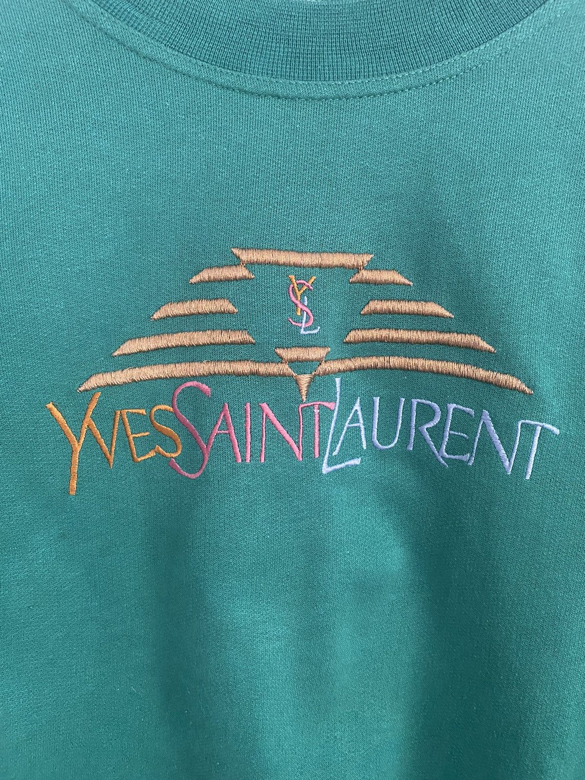 Yves Saint Laurent Vintage Yves Saint Laurent Embroidered Green Sweater Size US S / EU 44-46 / 1 - 2 Thumbnail