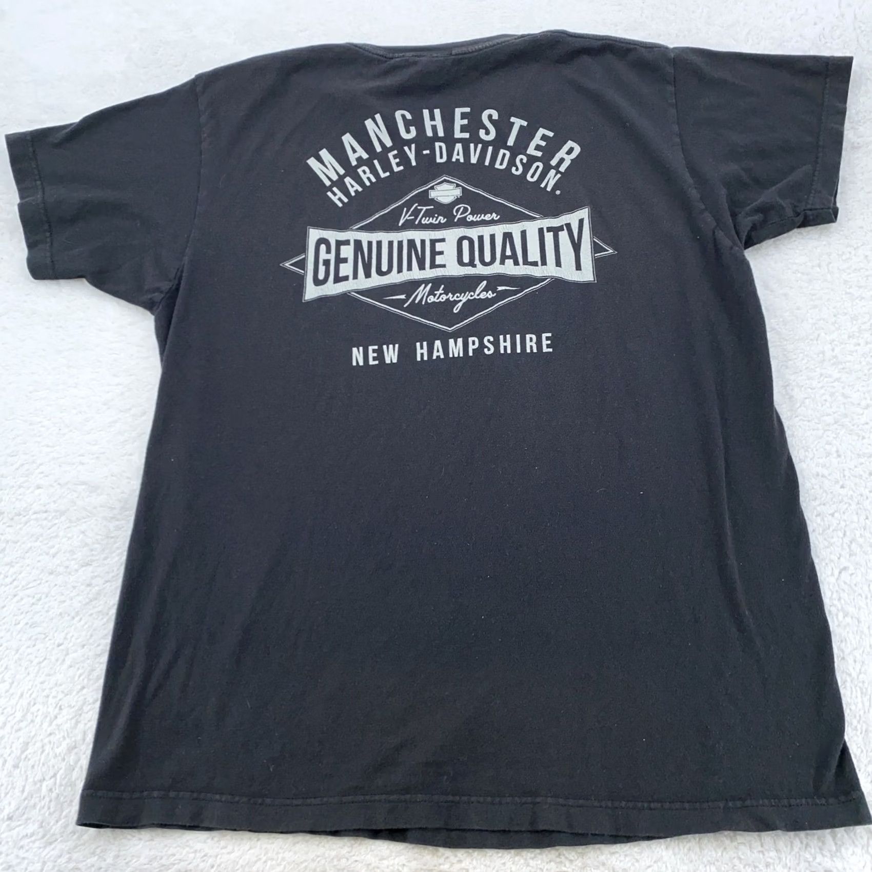 Harley Davidson Harley-Davidson Shirt Mens Large Motorcycle Logo Graphic Print Vintage 1903 Manchester New Hampshire Tee Black Short Sleeve Crew Neck Mens Size US L / EU 52-54 / 3 - 4 Thumbnail