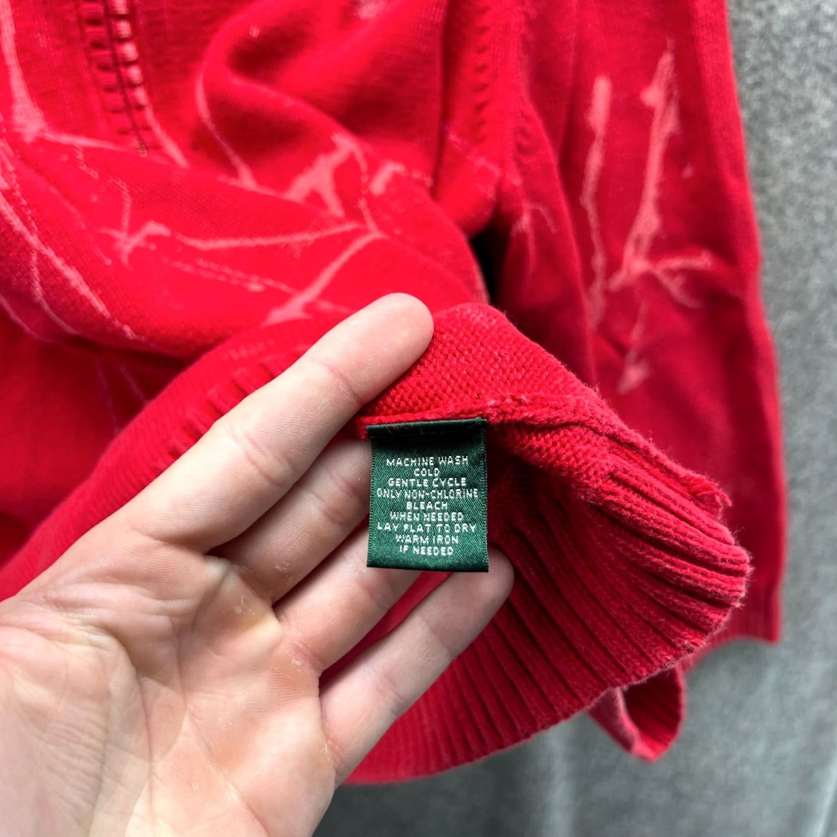 Ralph Lauren VINTAGE Lauren Ralph Lauren Sweater Women 3X Red 1/4 Zip Chunky Crown Crest Pullover Size XXL / US 16-18 / IT 52-54 - 2 Thumbnail