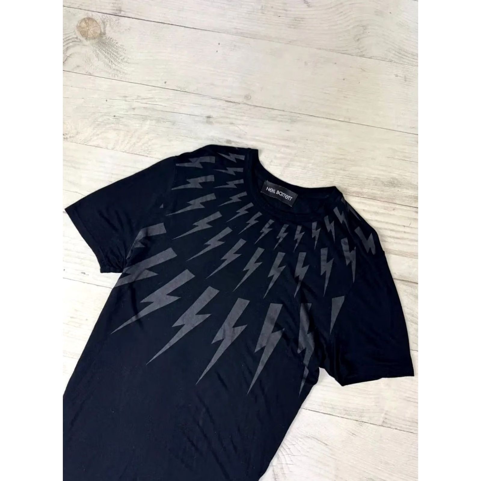 Neil Barrett Neil Barrett T-Shirt Men Size M Black Viscosa Lightning Size US M / EU 48-50 / 2 - 2 Thumbnail