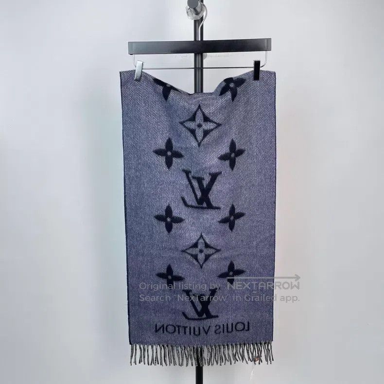 Louis Vuitton Louis Vuitton Blue and black printed cashmere double tasse Size ONE SIZE - 2 Thumbnail