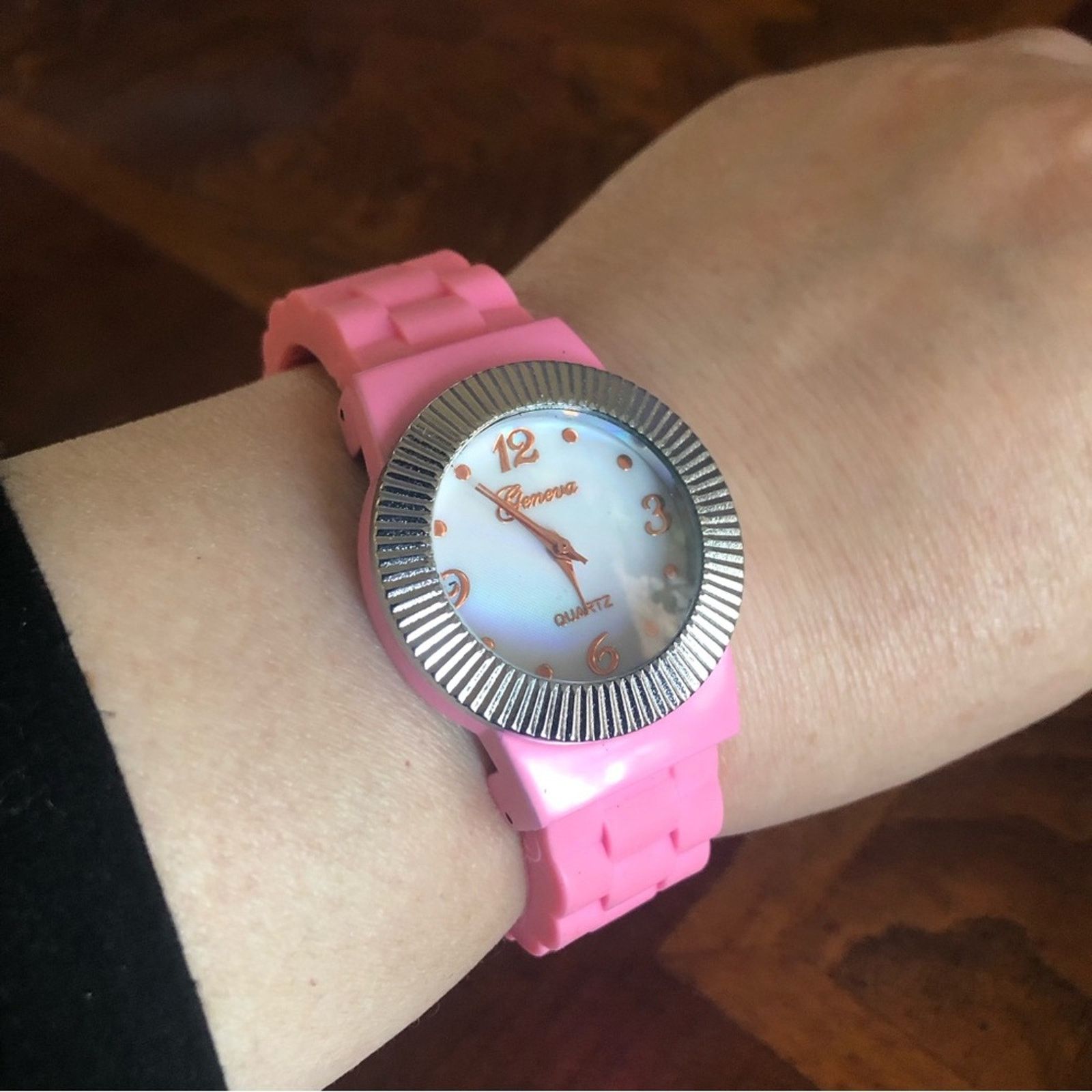 Geneva Ladies Geneva bubblegum pink soft silicone cuff watch Size ONE SIZE - 2 Thumbnail