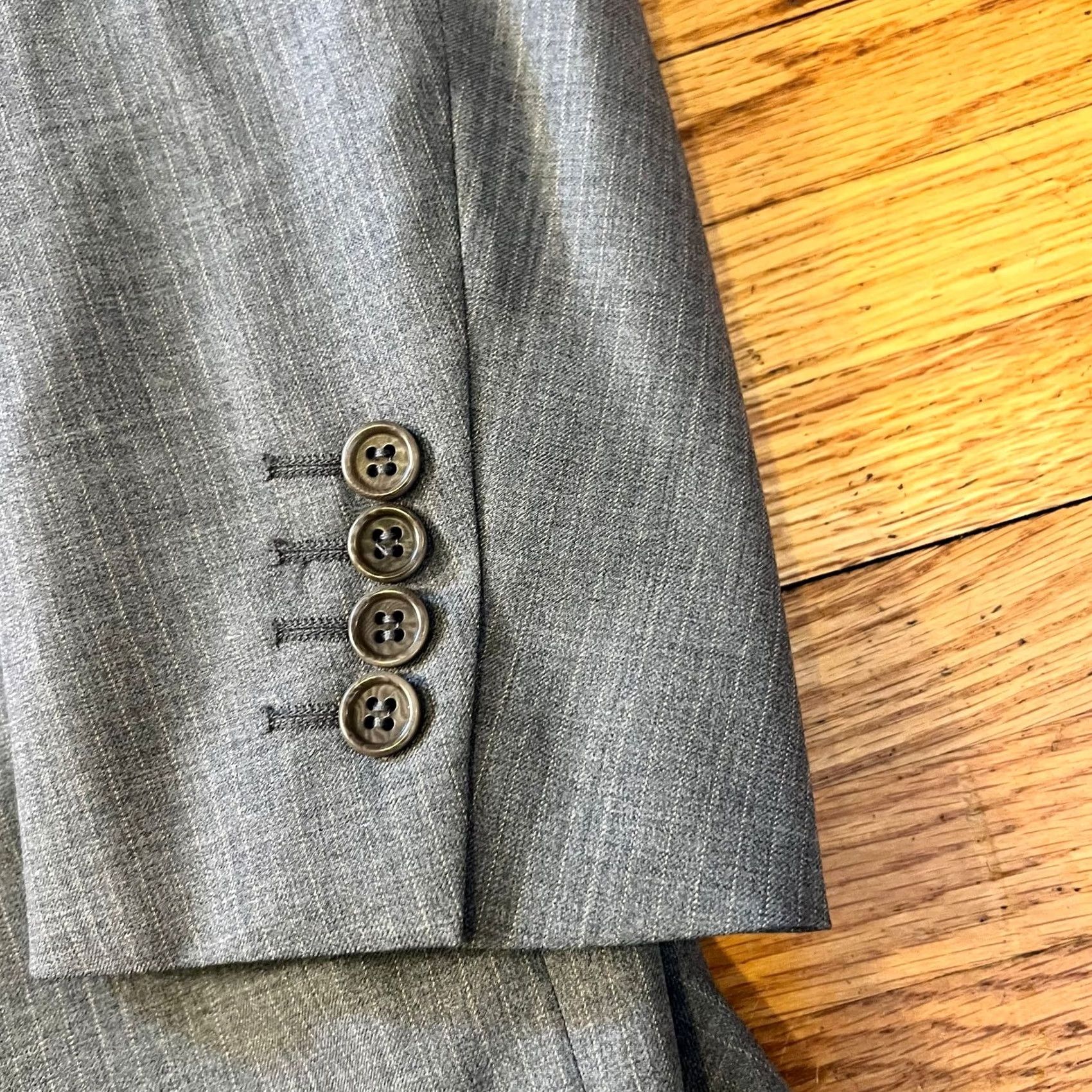 Kenzo ENZO Sport Coat Mens 42 Striped Two Button Double Vented Blazer Gray Coat Mens 42 Gray Enzo Blazer Sport Coat Size 42R - 3 Thumbnail