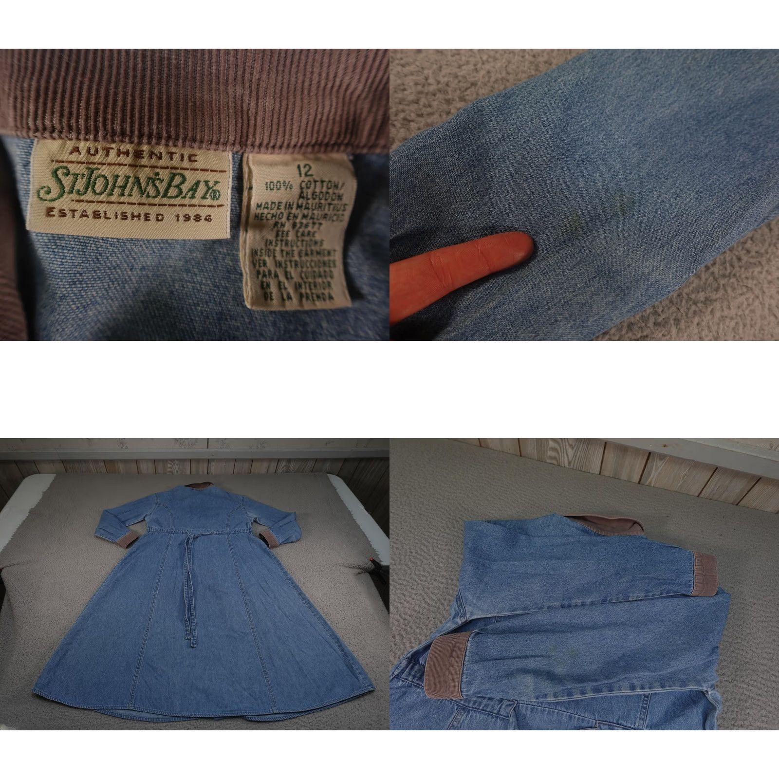 Vintage VINTAGE St. John's Bay Denim Dress Womens 12 Blue Denim Shirt Dress Long Sleeve Casual A-line Belt Button Front Collared 100% Cotton Jeanswear Size XL / US 12-14 / IT 48-50 - 9 Thumbnail