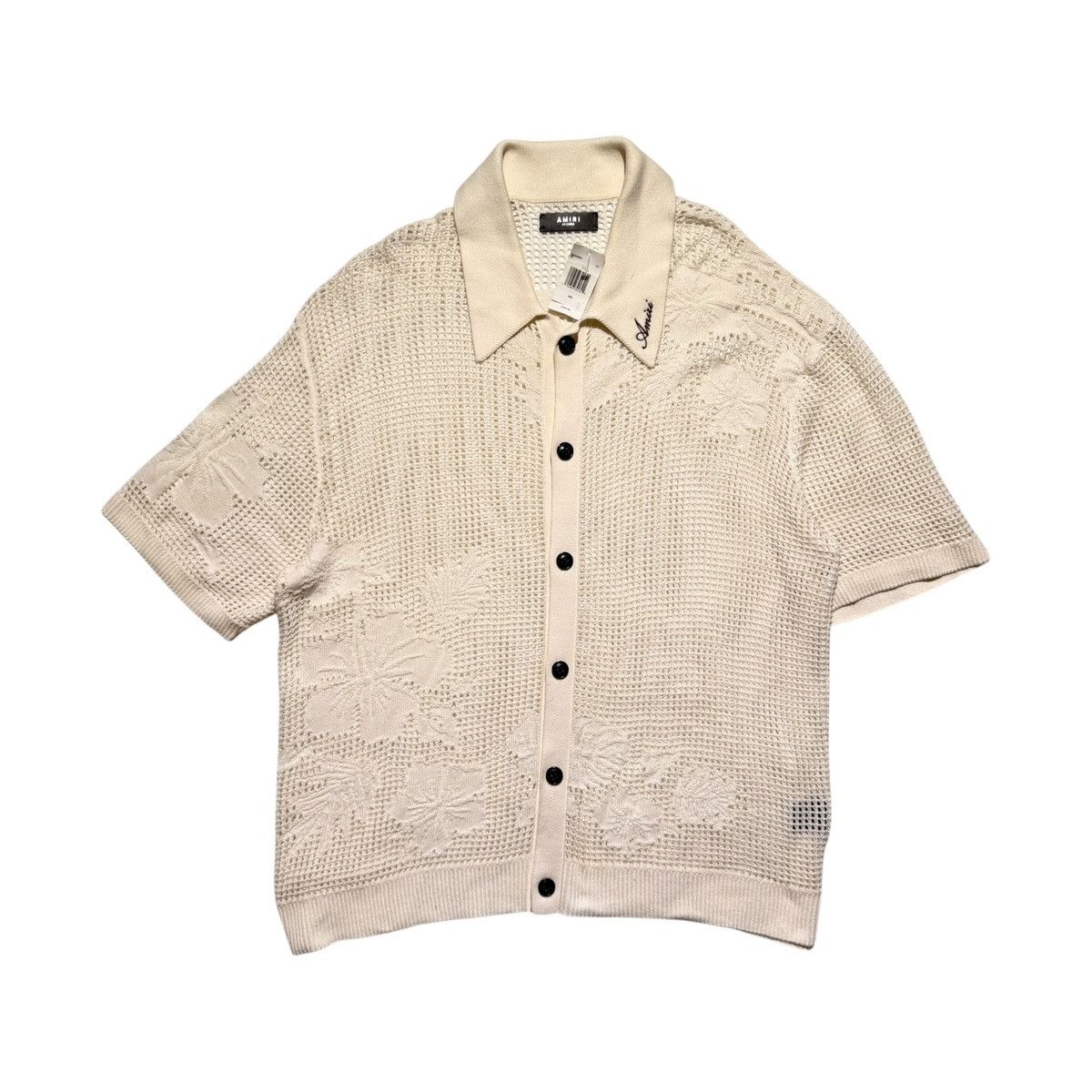 Amiri $950 cashmere crochet mesh button down Size US XXL / EU 58 / 5 - 1 Thumbnail