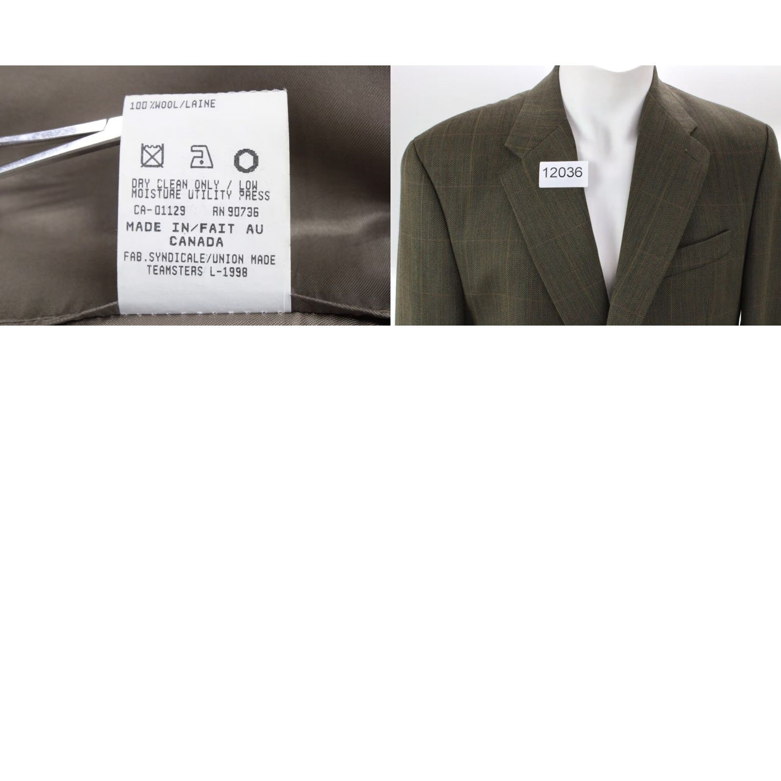 Ralph Lauren Chaps Ralph Lauren Blazer Men’s 42T Wool Green Windowpane Plaid Preppy Style Notch Lapel 2-Button Single-Breasted Regular Fit Size 42R - 9 Thumbnail
