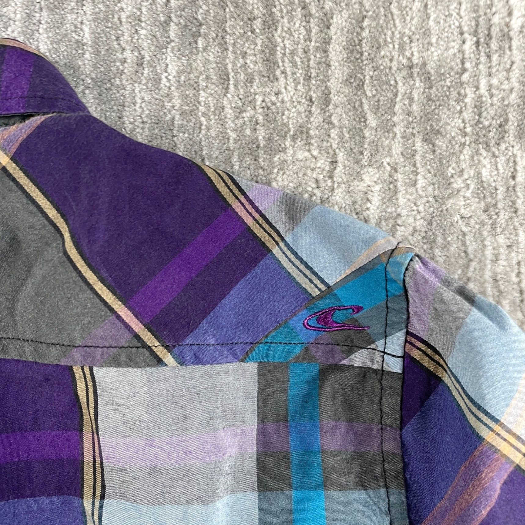 O'Neill O'Neill Shirt Mens Regular Button-Up Long Sleeve Plaid Purple M Adult Casual Size US M / EU 48-50 / 2 - 3 Thumbnail
