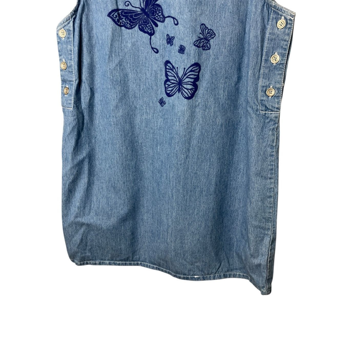 Other Vintage Beth & Me Y2K Denim Butterfly Print Jumper Dress Siz Size M / US 6-8 / IT 42-44 - 3 Thumbnail