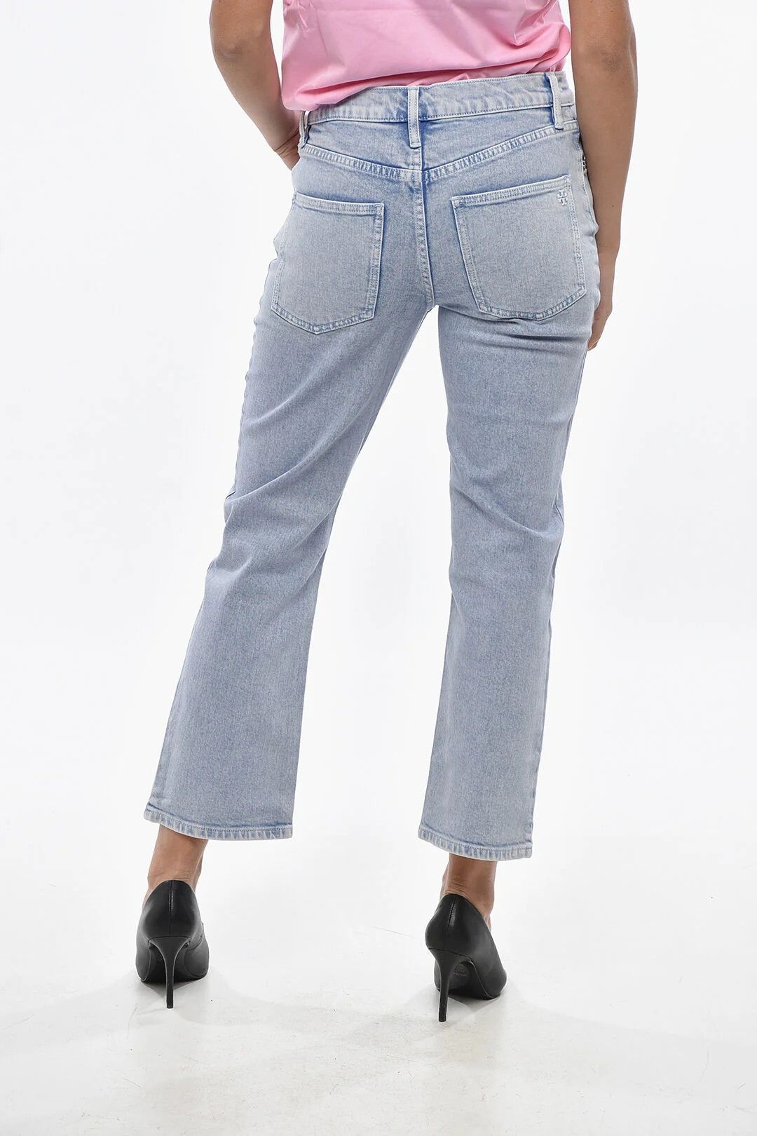 Tory Burch og1mm0426 Acid-Wash Flare Jeans in Blue Size 29" - 2 Thumbnail