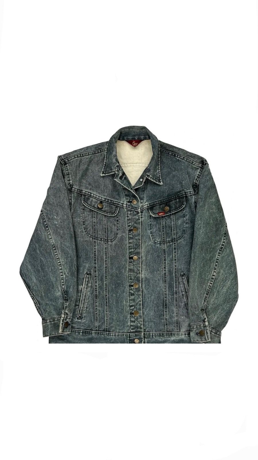 Lee MADE IN USA LEE DENIM JACKET - LARGE GREY COTTON ( 1990’S) Size L / US 10 / IT 46 - 1 Thumbnail