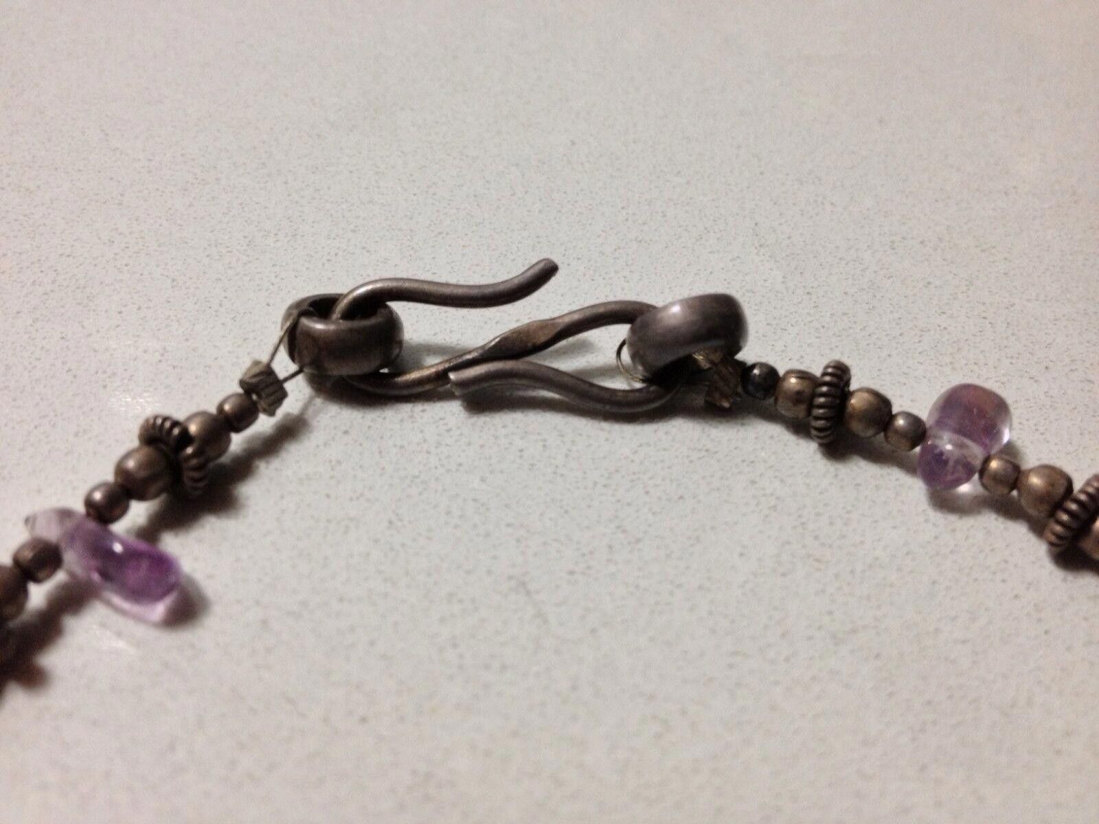 Designer Sterling Silver Amethyst Bead Necklace Size ONE SIZE - 3 Thumbnail