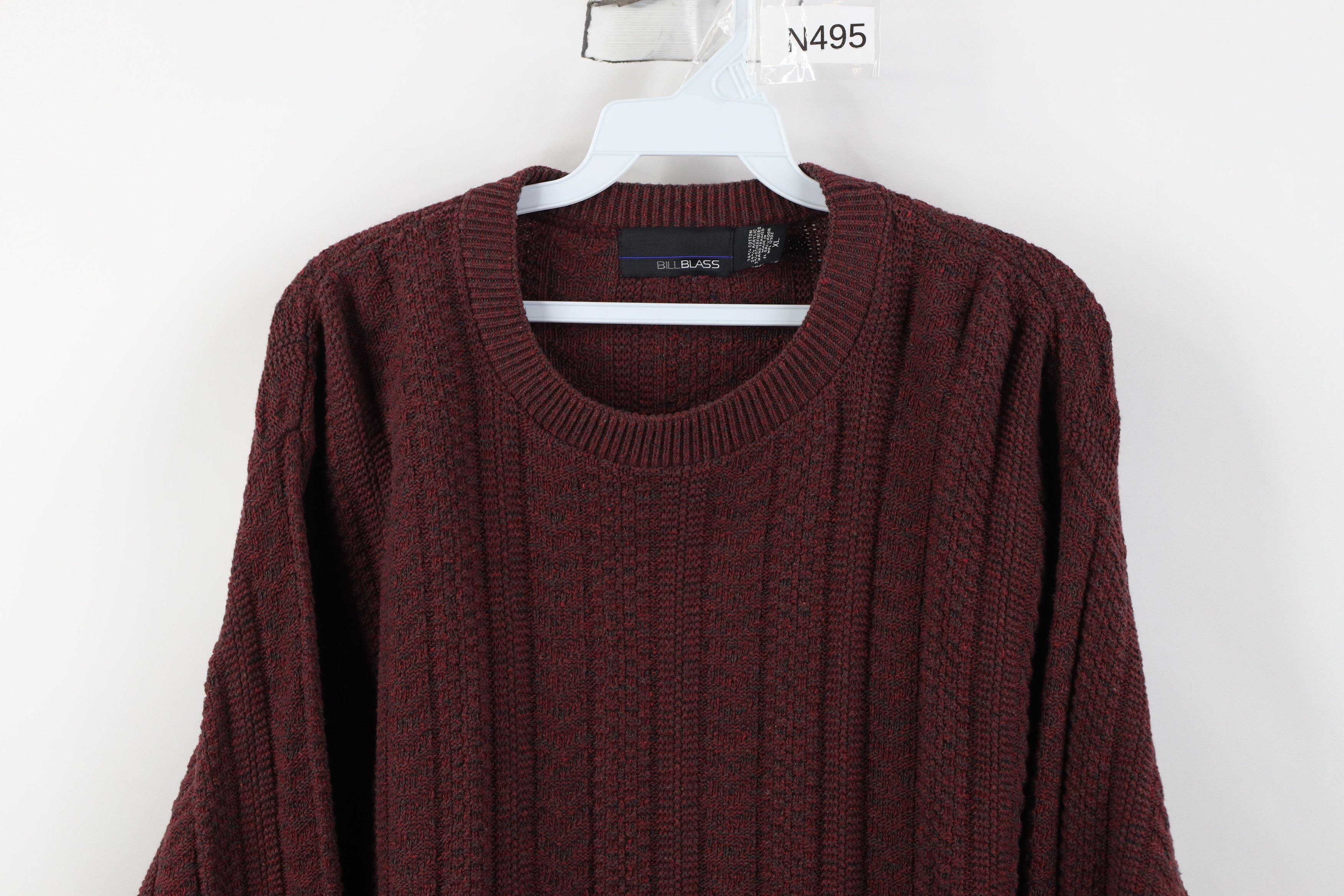 Vintage Vintage 90s Streetwear Chunky Knit Crewneck Sweater Red Size US XL / EU 56 / 4 - 2 Thumbnail