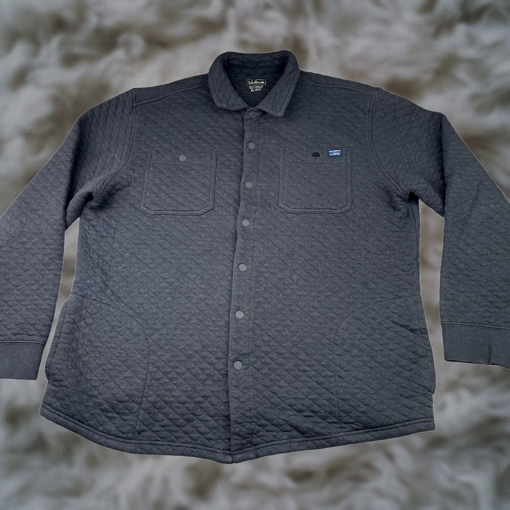 Vintage LL Bean Men's Snap Button Quilted Work Shirt Jacket Gray XL Size US XL / EU 56 / 4 - 1 Thumbnail
