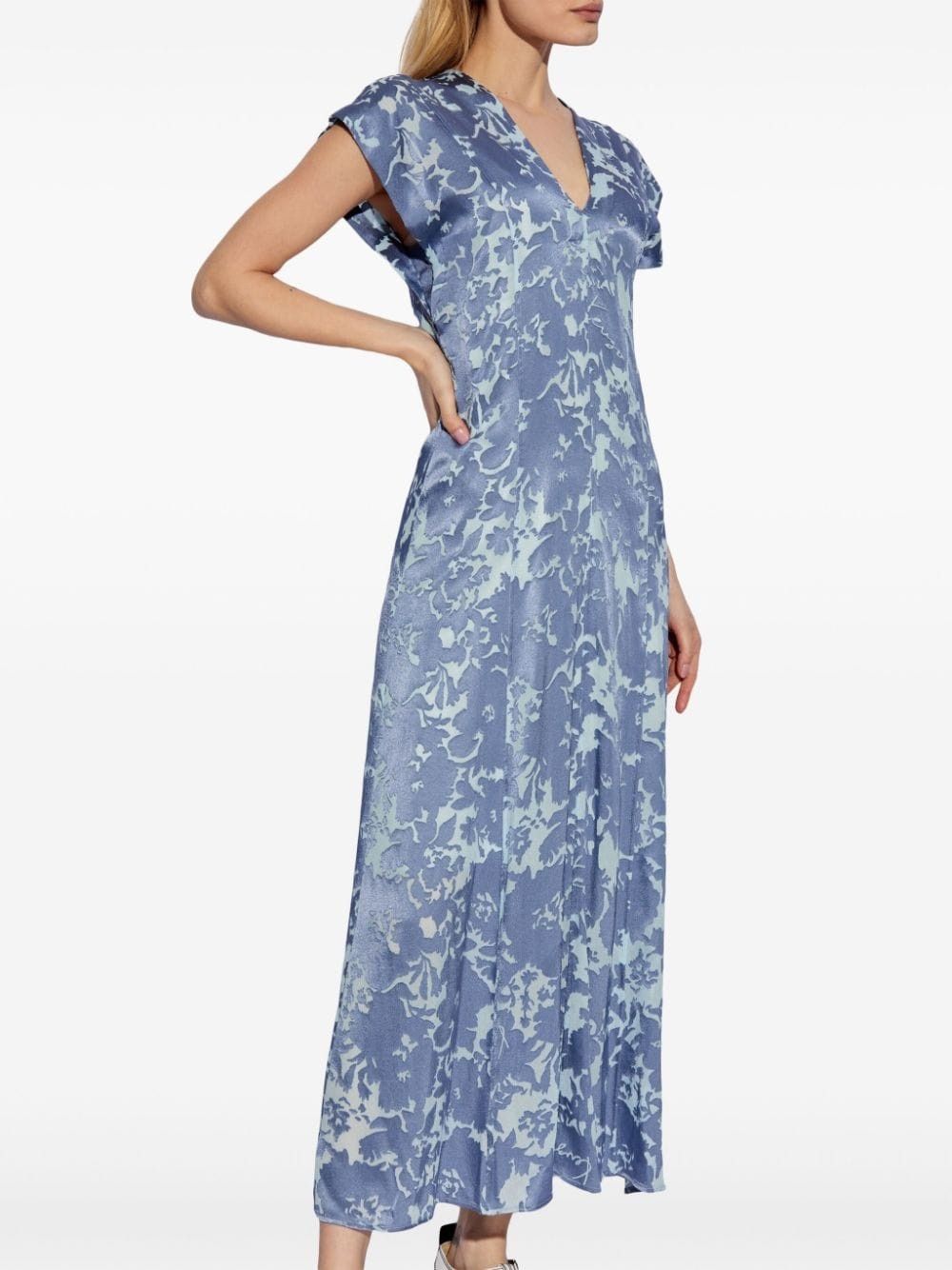 Kenzo o1y1025 V-Neck Maxi Dress in Slate Blue Size S / US 4 / IT 40 - 2 Thumbnail