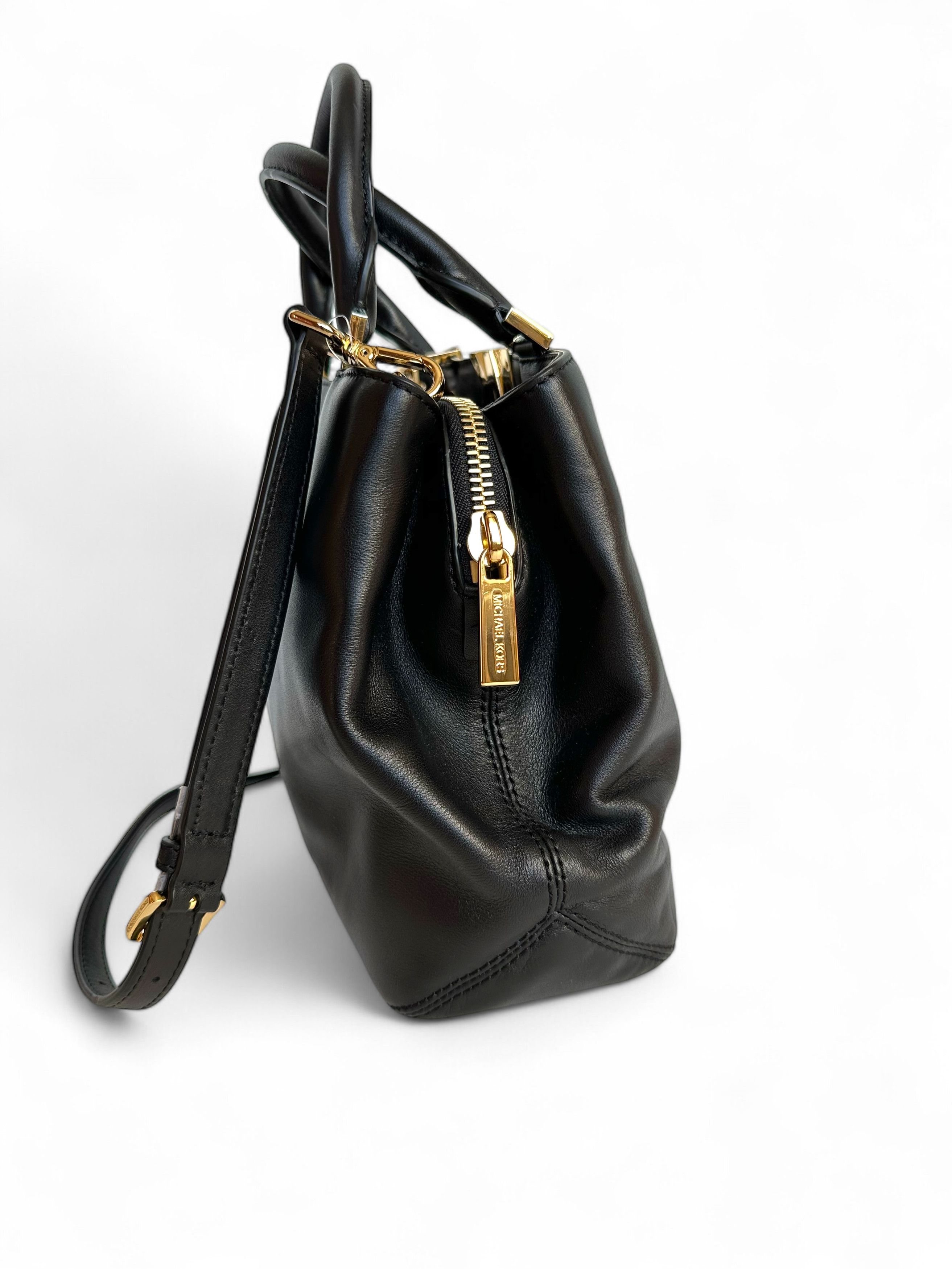Michael Kors Michael Kors Florence Medium Black Leather Satchel Size ONE SIZE - 5 Thumbnail