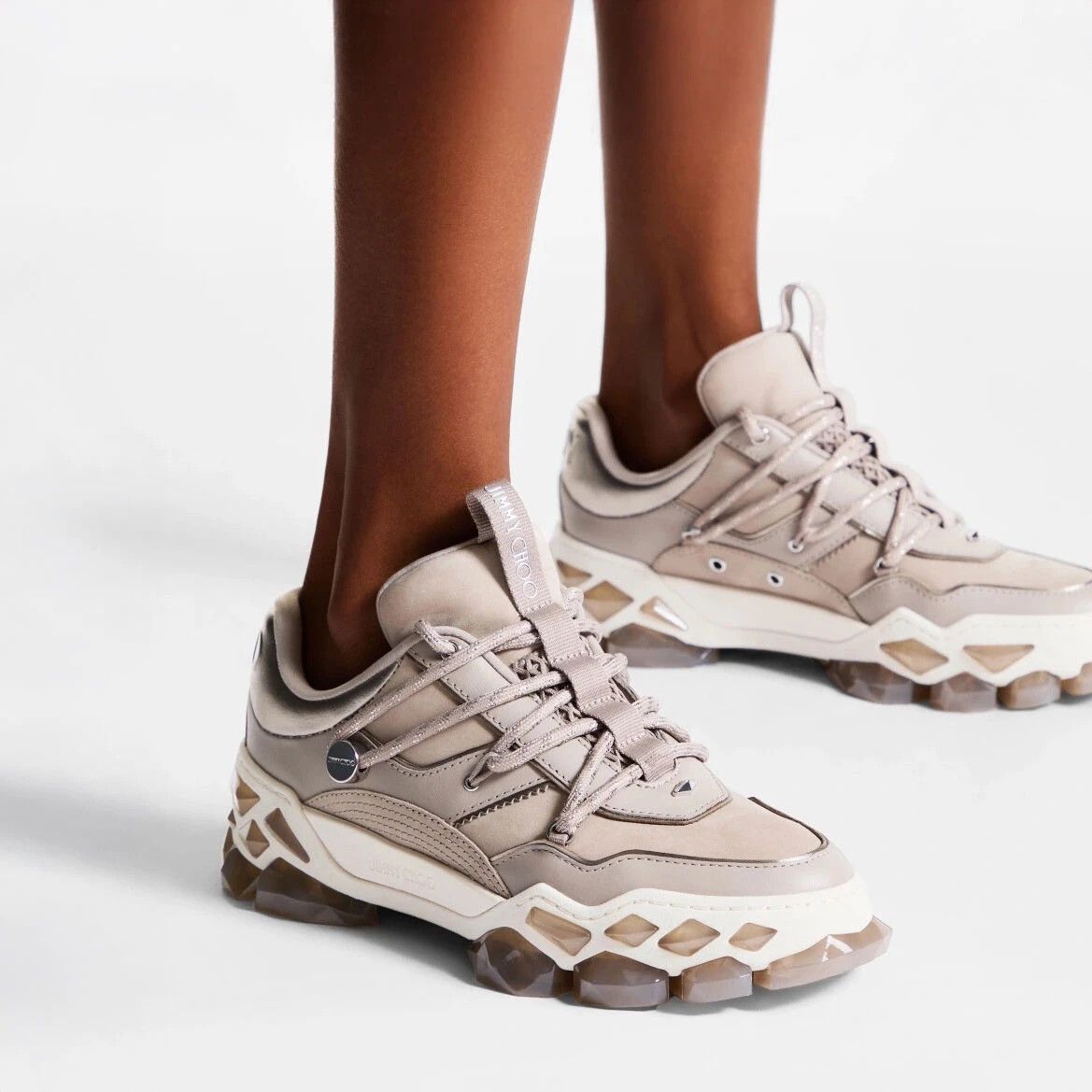 Jimmy Choo Jimmy Choo Diamond X II/F | Taupe Leather Trainers size 37 Size US 7 / IT 37 - 6 Thumbnail