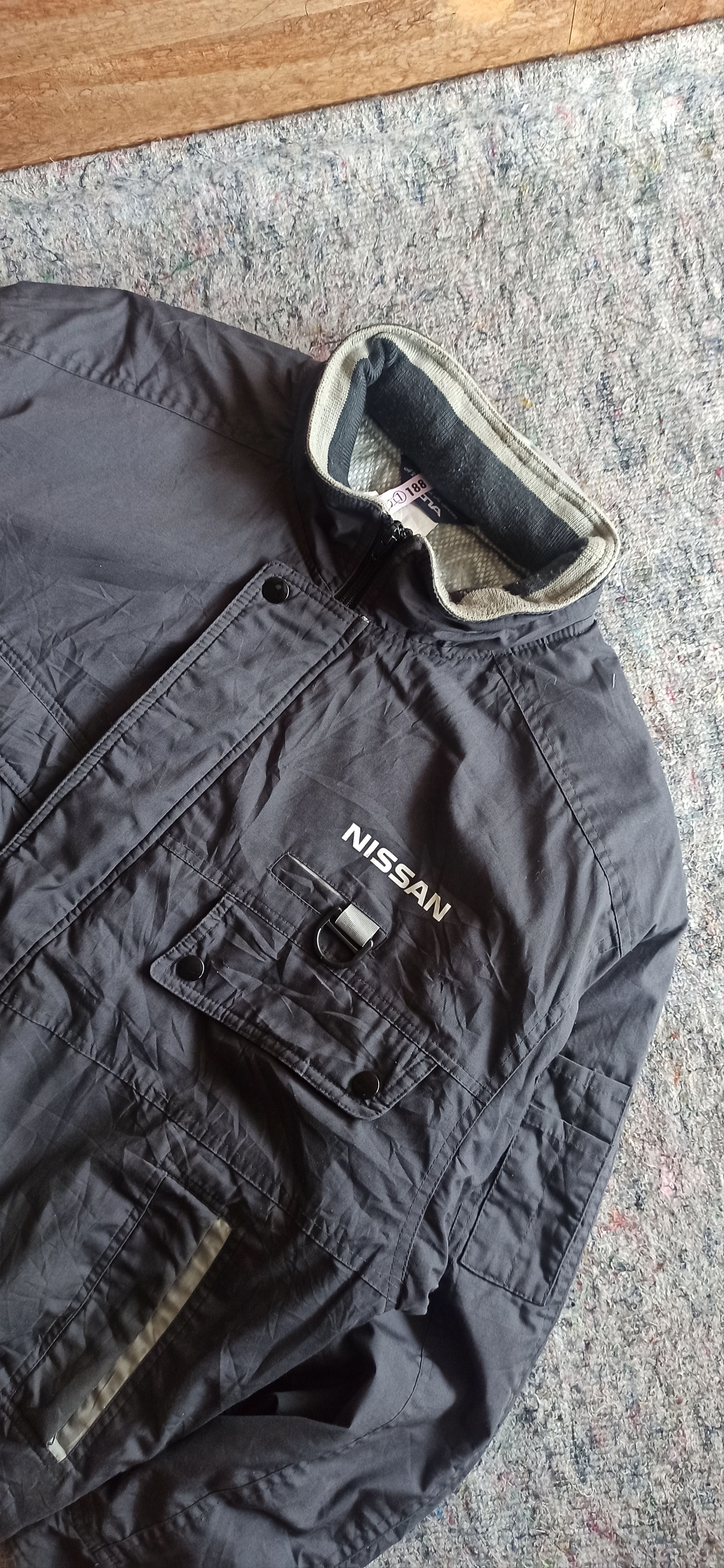 Vintage Nissan Racing Jacket Hood Black Grey
