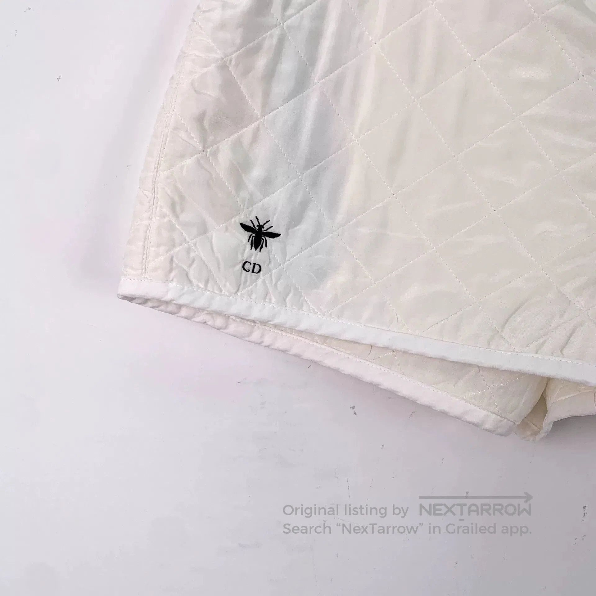 Dior dior white diamond pattern embroidered silk shorts. Size US 38 / EU 54 - 4 Thumbnail