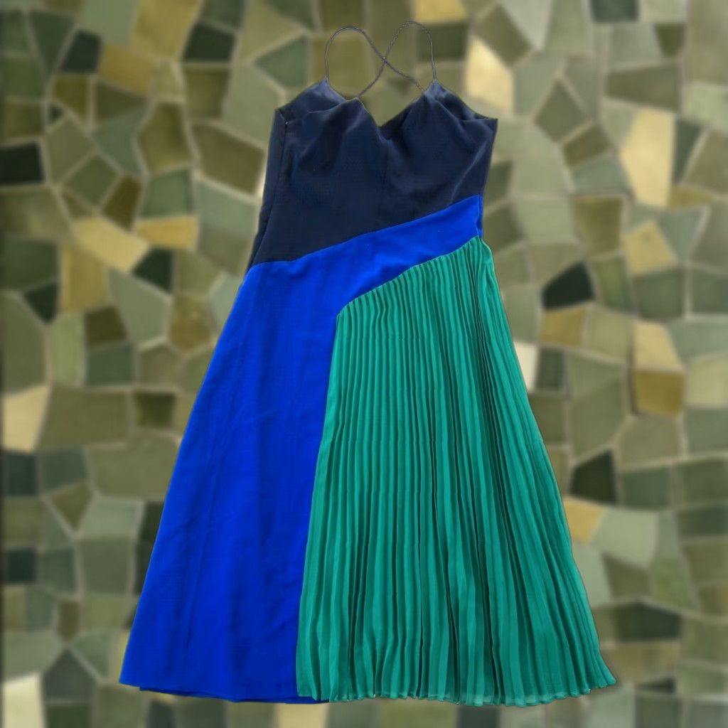 cushnie blue dress Kaitlin One Shoulder Slinky And Mesh Maxi Dress - Midnight Blue