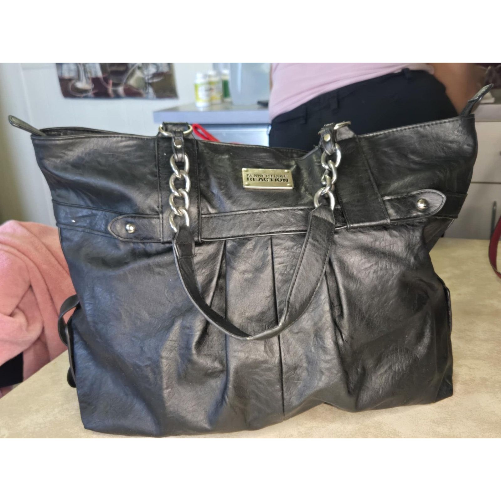 Kenneth Cole Kenneth Cole Reaction black leather chain and leather strap Size ONE SIZE - 1 Thumbnail