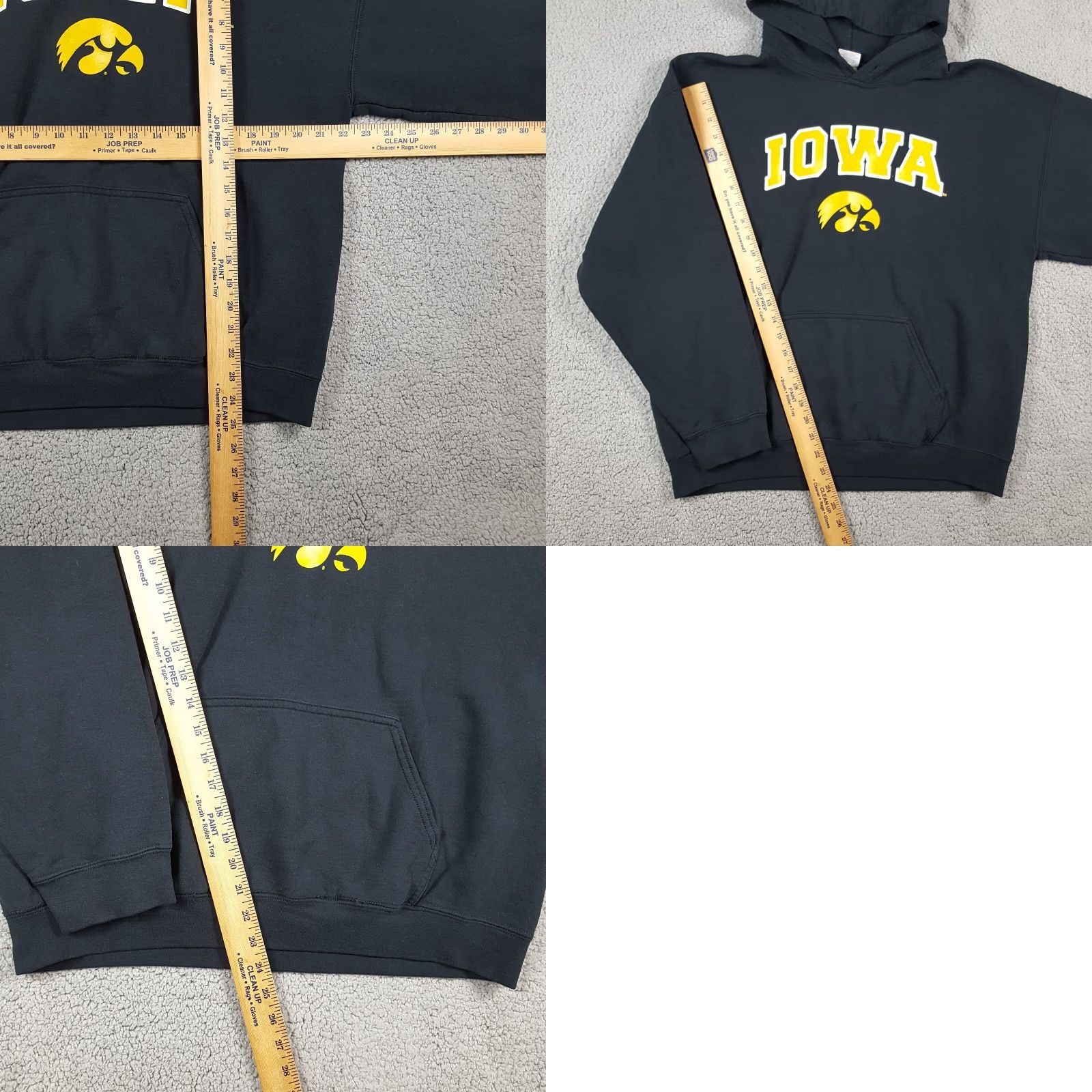 Gildan Vintage Iowa Hawkeyes NCAA Football Hoodie Mens Large Pullover Sweatshirt Black 90s College Retro Y2K Sports Size US L / EU 52-54 / 3 - 8 Thumbnail