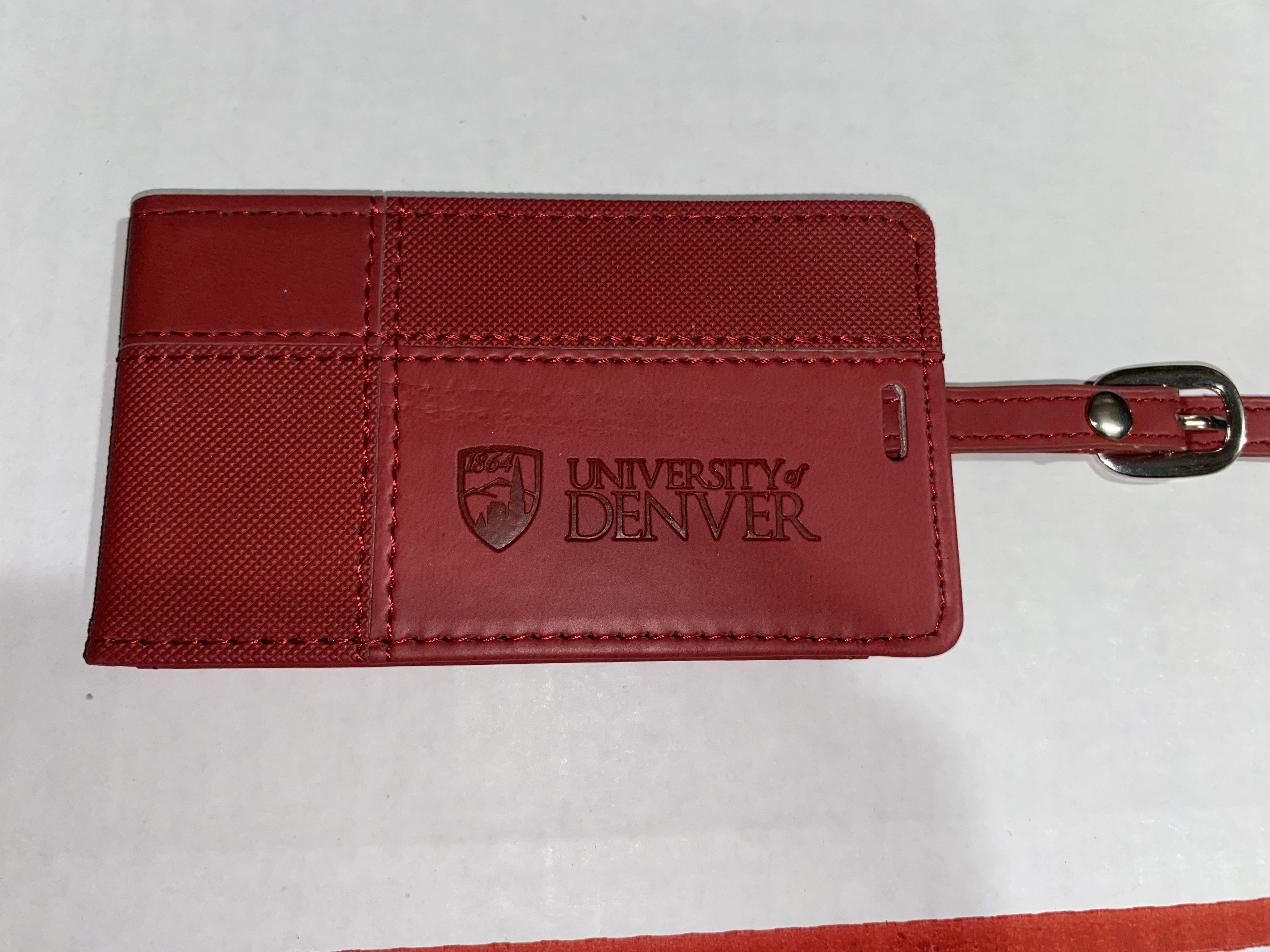 Louis Leeman Leeman RED Leather Travel Baggage Tag University of Denver Size ONE SIZE - 2 Thumbnail
