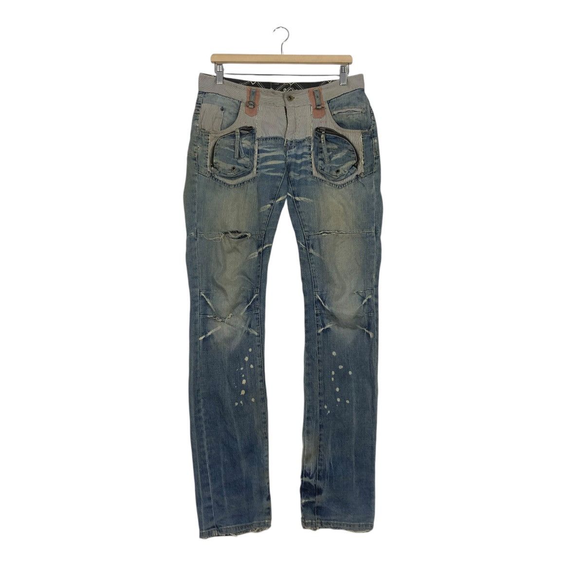 PPFM 🔥VINTAGE SKINNY DENIM JEANS PPFM BONDAGE PUNK DESIGN Size US 32 / EU 48 - 3 Thumbnail