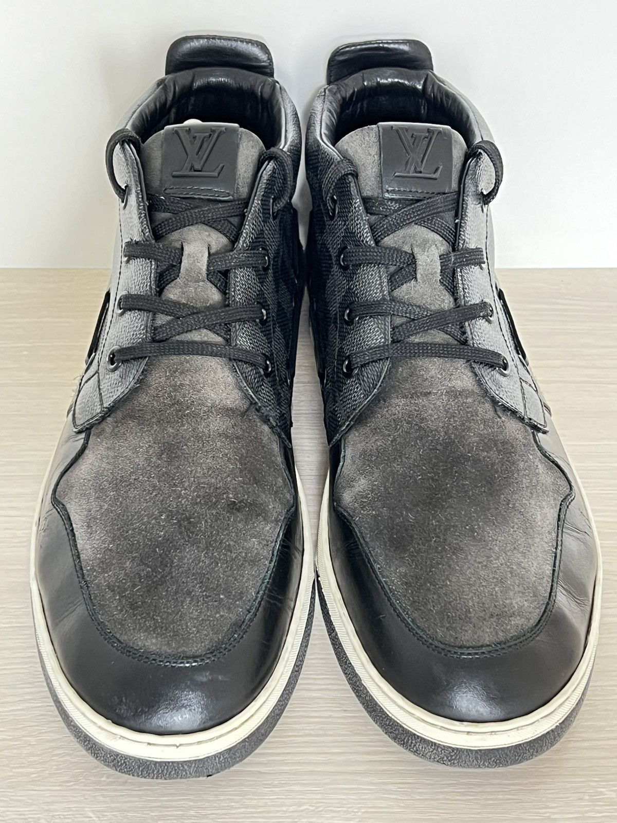 Louis Vuitton Louis Vuitton Damier Graphite Leather Mid-Top Sneaker Size US 10 / EU 43 - 4 Thumbnail
