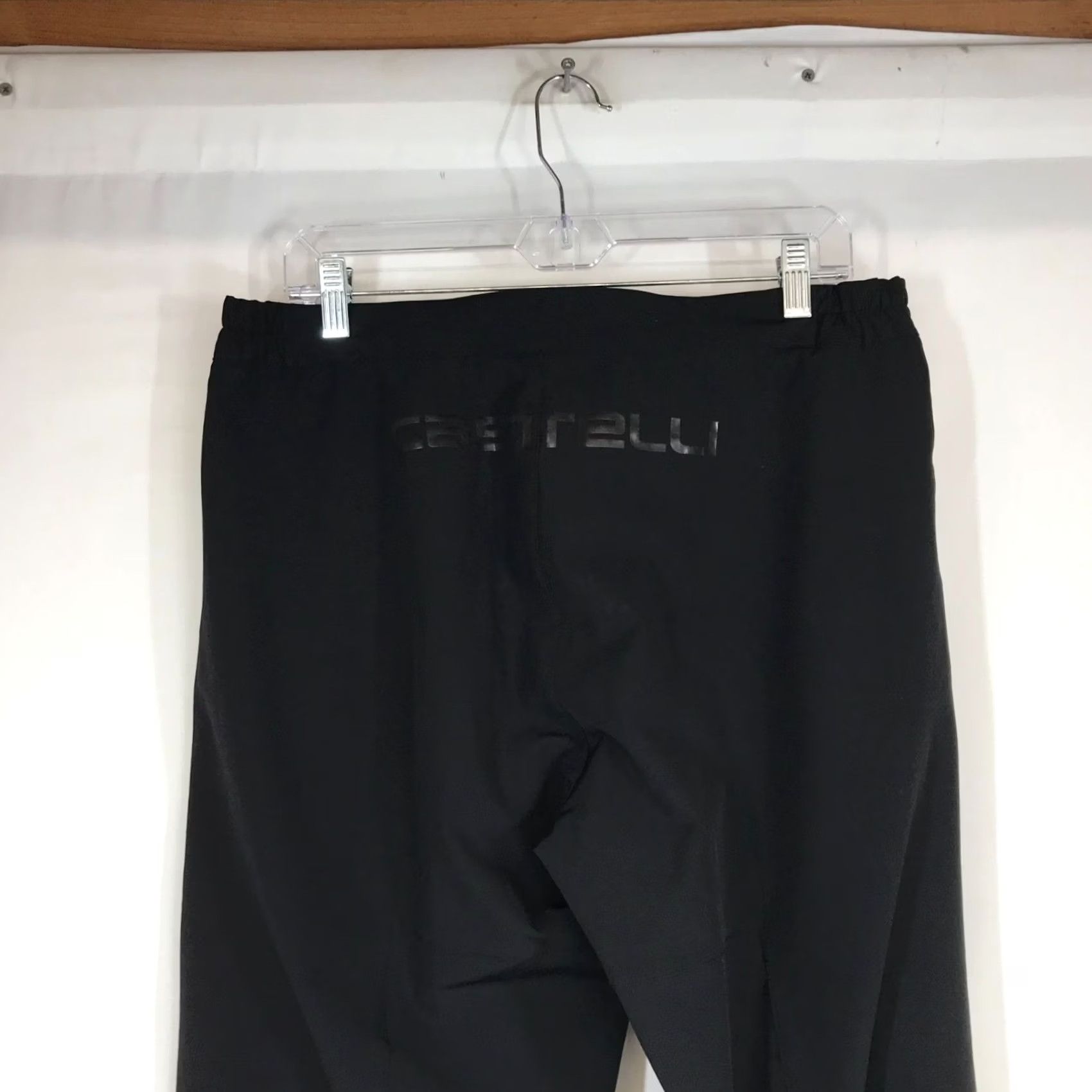 Vintage CASTELLI MEN'S LARGE BLACK POLYESTER BLEND STRETCH OVER PANTS Athletic Inseam 32 in Flat Front Logo Casual Pants Mens L Size US 33 - 5 Thumbnail