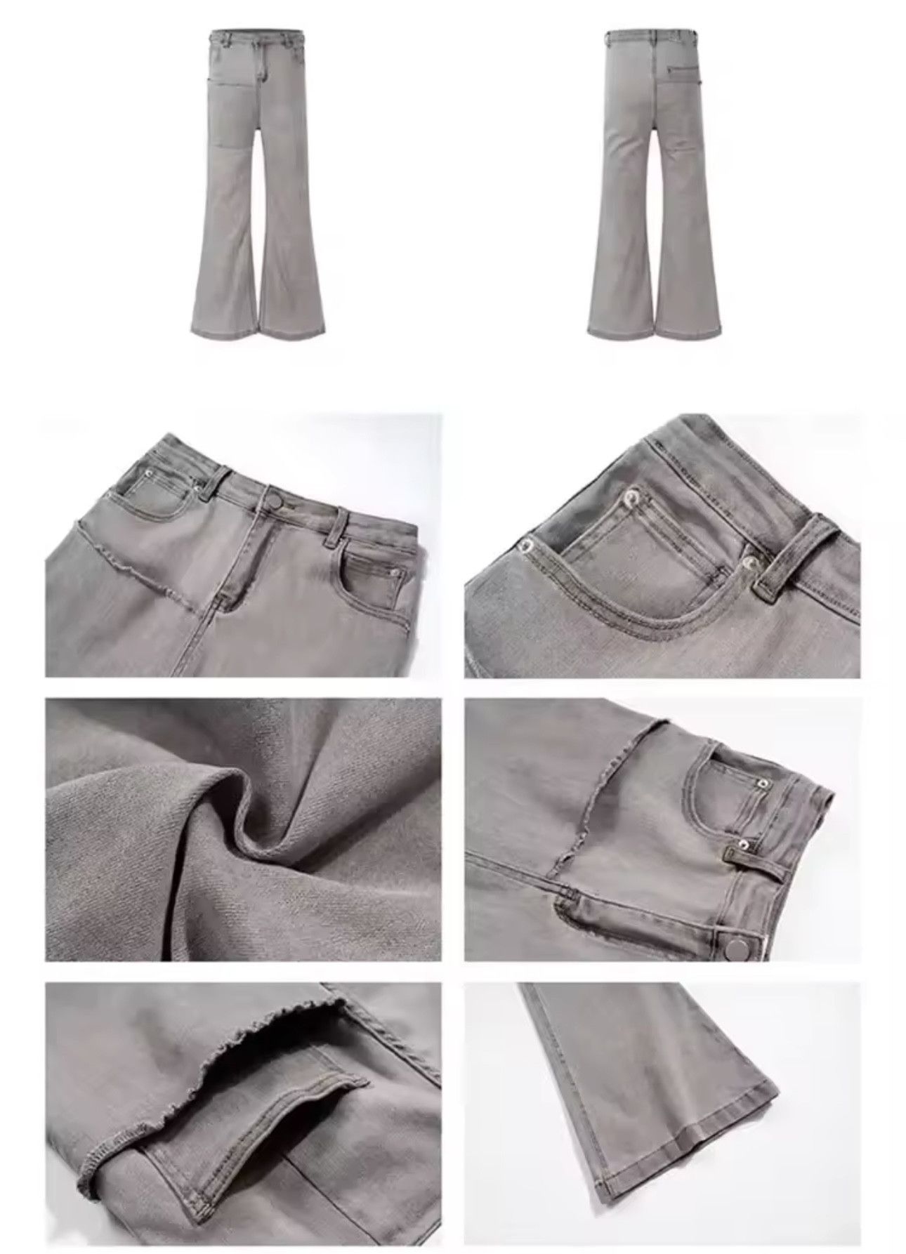 Denime × Jean Kanye Cyber Y2K Fashion Baggy Stacked Flare Jeans Size US 29 - 5 Thumbnail