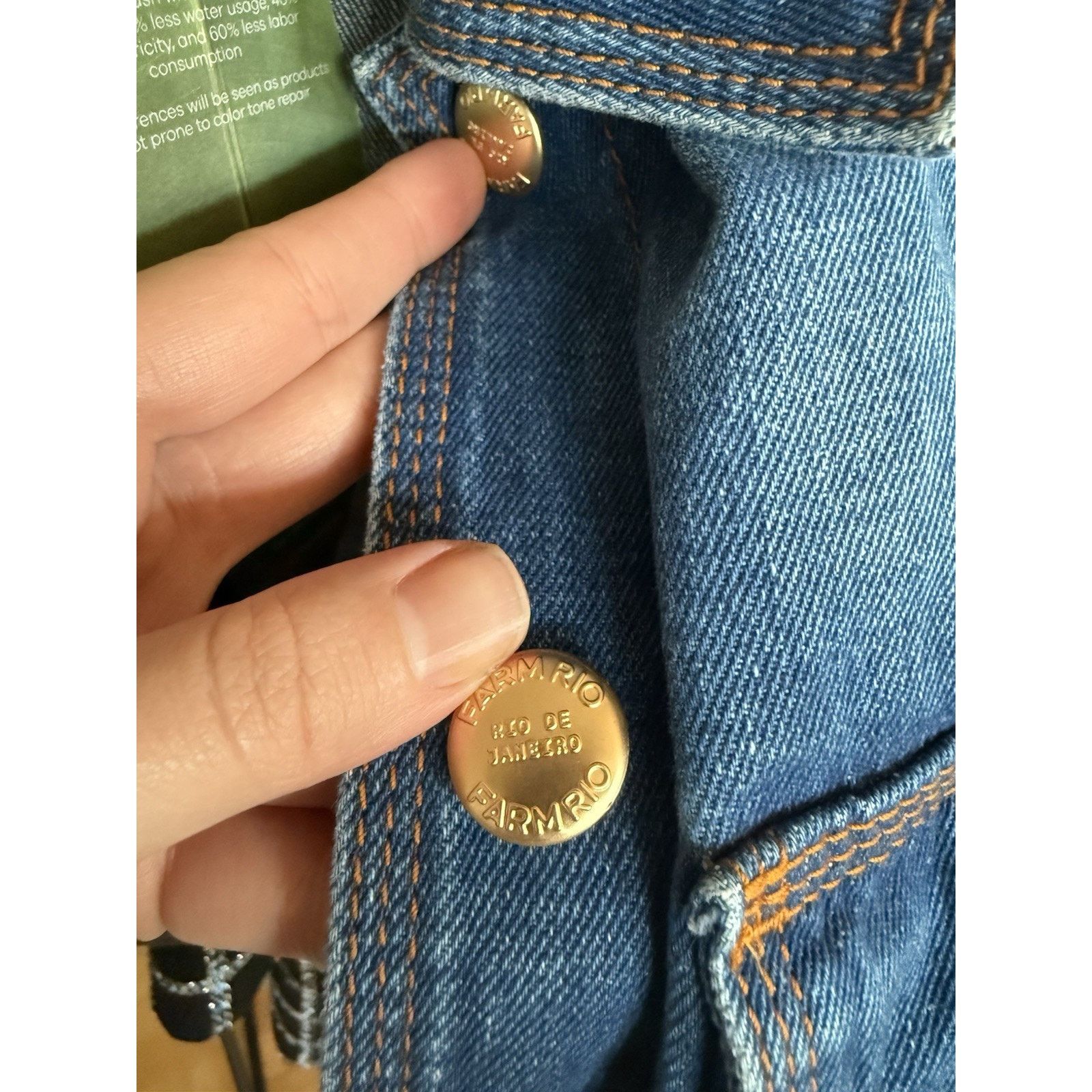 Farm Rio NWT Farm Rio Basic Cropped Denim Jacket Gold Buttons Small Size S / US 4 / IT 40 - 5 Thumbnail