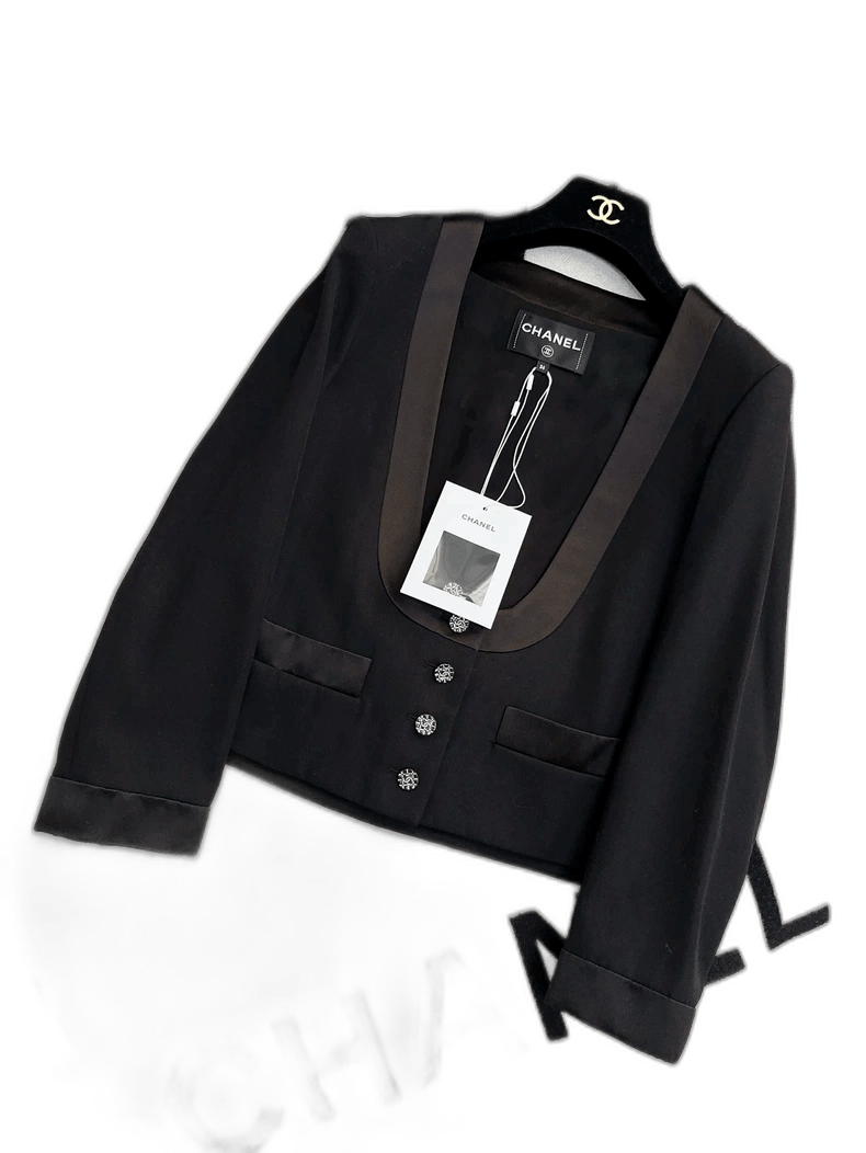 Chanel Chanel Black U-Neck Blazer Jacket Size 36 Size S / US 4 / IT 40 - 1 Thumbnail