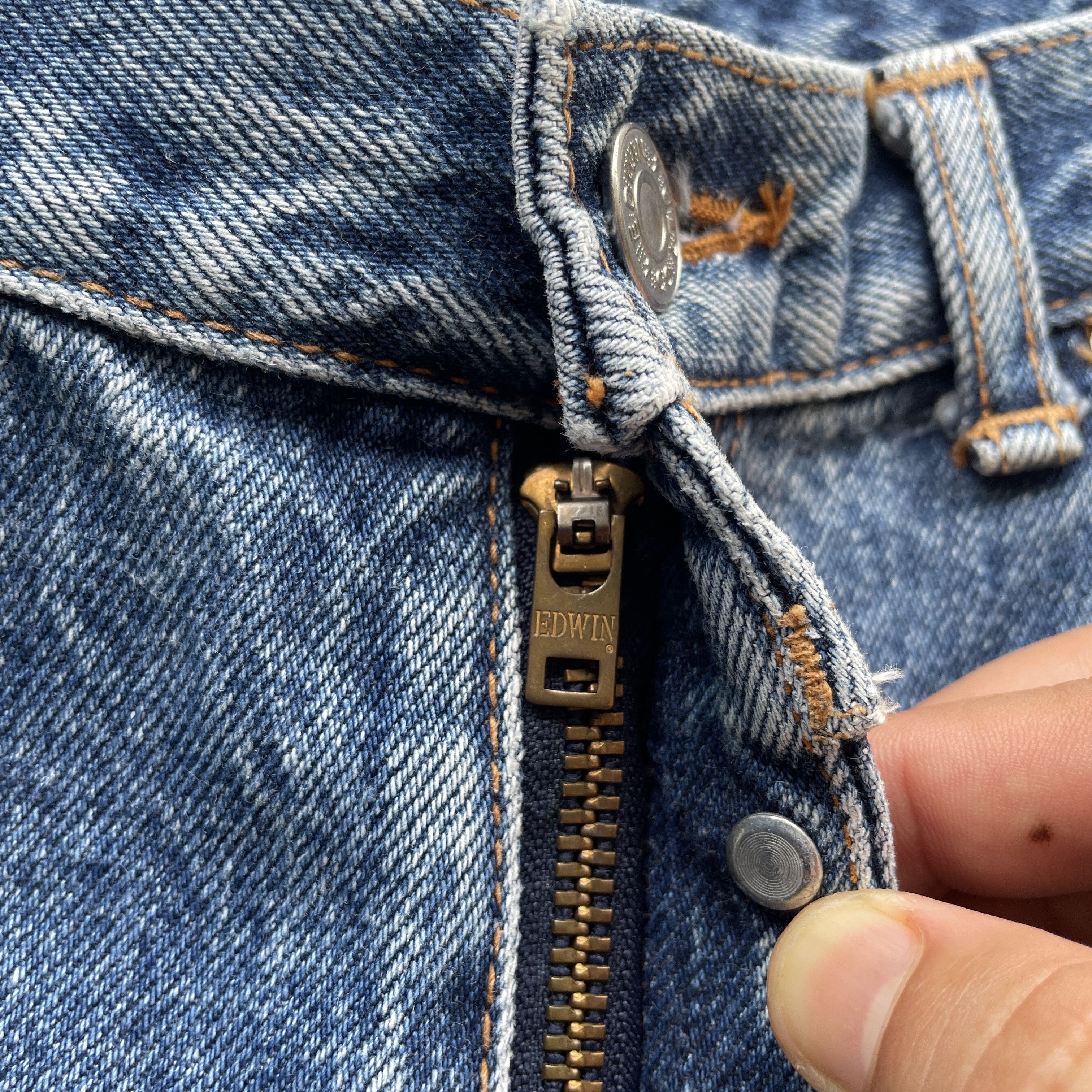 Edwin × Vintage Vintage Edwin Distressed Jeans Release Hem Denim Pants 1990s Size US 30 / EU 46 - 7 Thumbnail