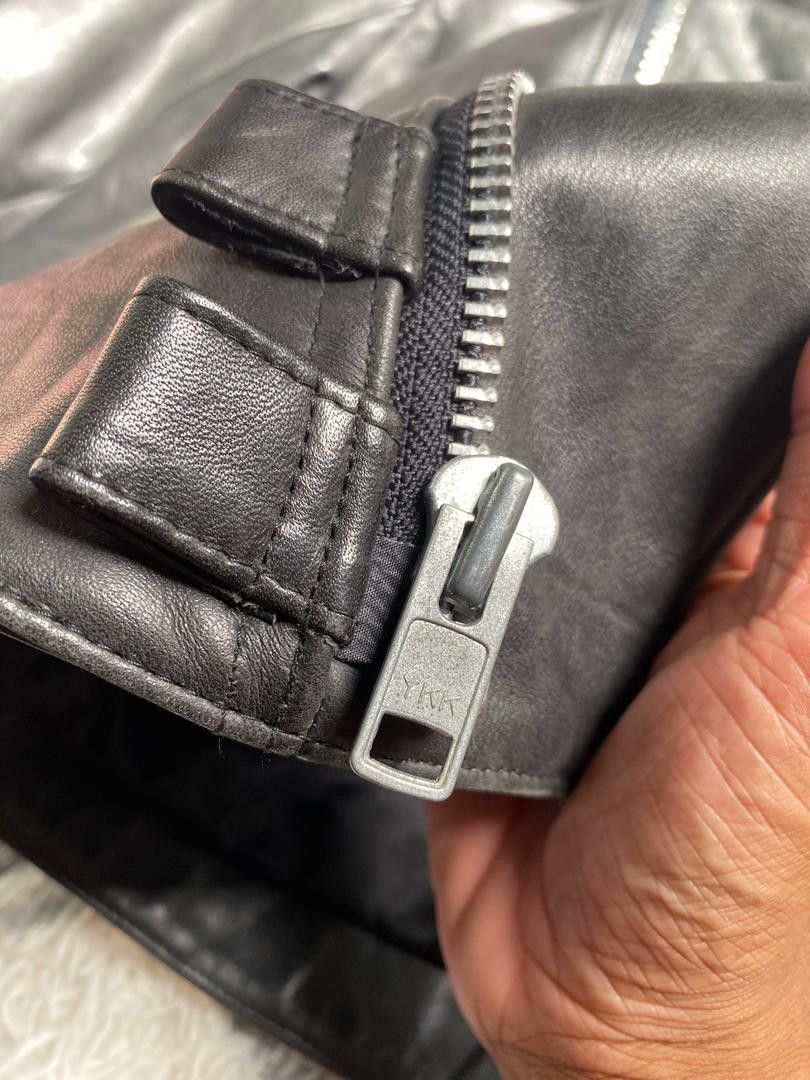 Genuine Leather DOUBLE COLLAR MOTOR ASHVILLE CYCLES LEATHER JACKET Size US M / EU 48-50 / 2 - 7 Thumbnail