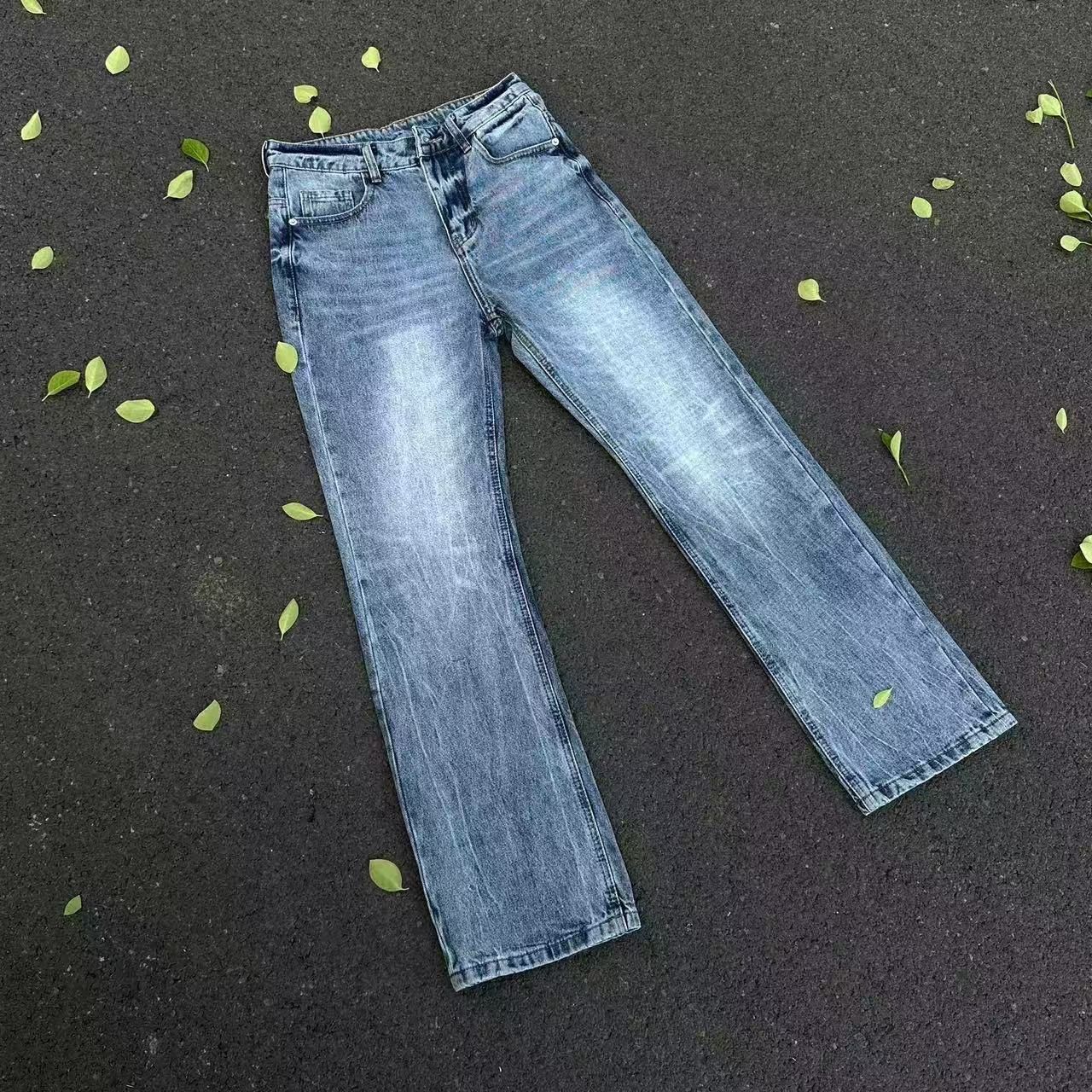 Japanese Brand × Jean Heavy duty washed straight leg micro flare jeans Size US 30 / EU 46 - 7 Thumbnail